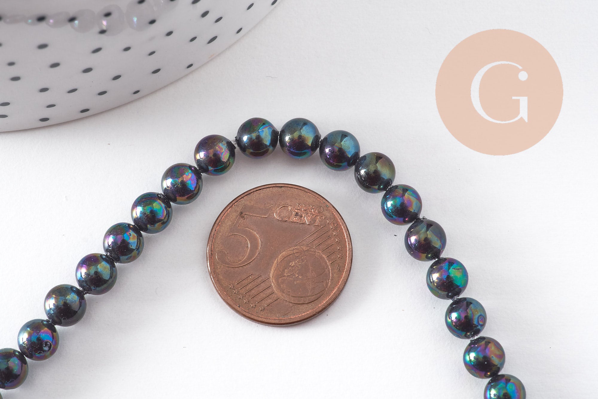 Gingerlily Perles nacre noire 6mm eau douce fil 40cm