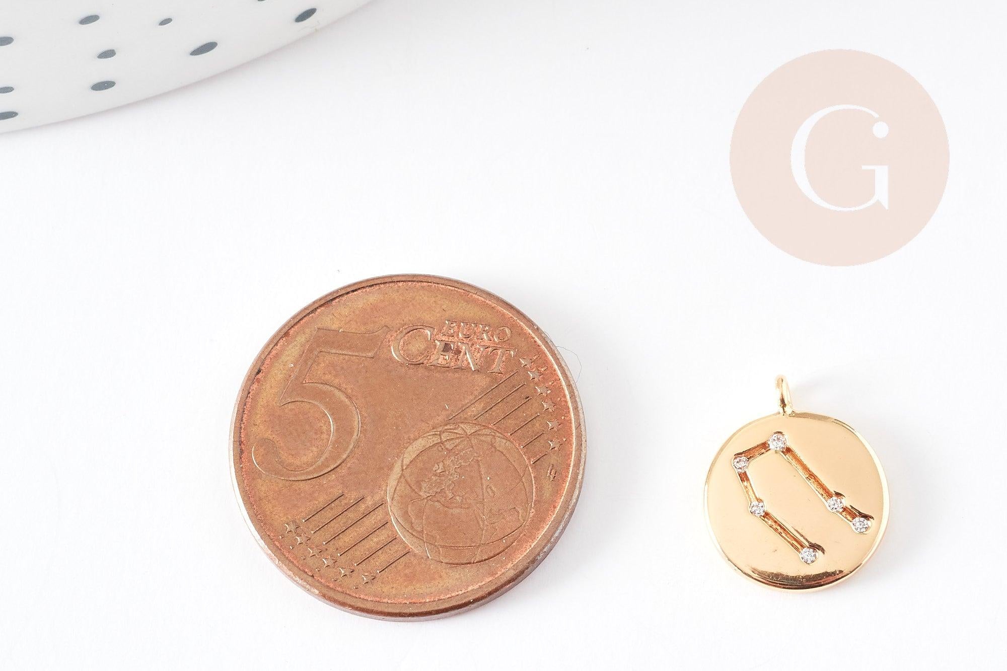 Gingerlily Pendentifs Gémeau G3585 médaille dorée 13mm