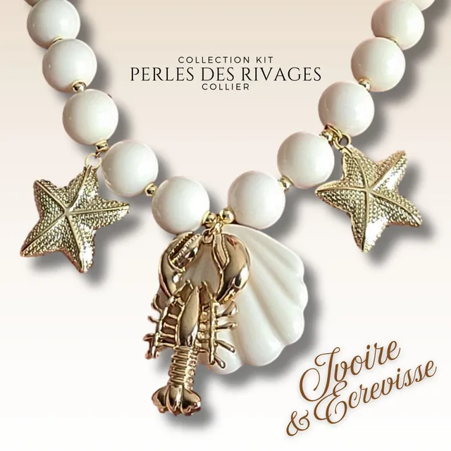 ARTSHOP Bijoux en KITS Perles des rivages collier ivoire écrevisse 40cm