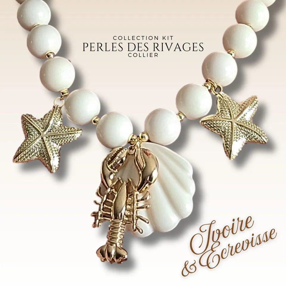 ARTSHOP Bijoux en KITS Perles des rivages collier ivoire écrevisse 40cm