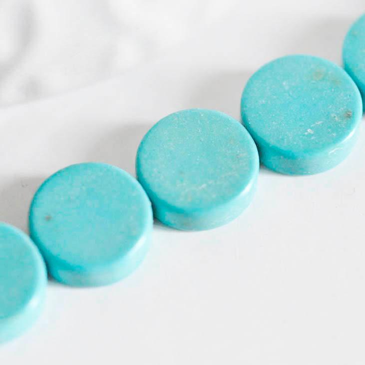 Gingerlily perles howlite turquoise disque 10mm fil 40 perles