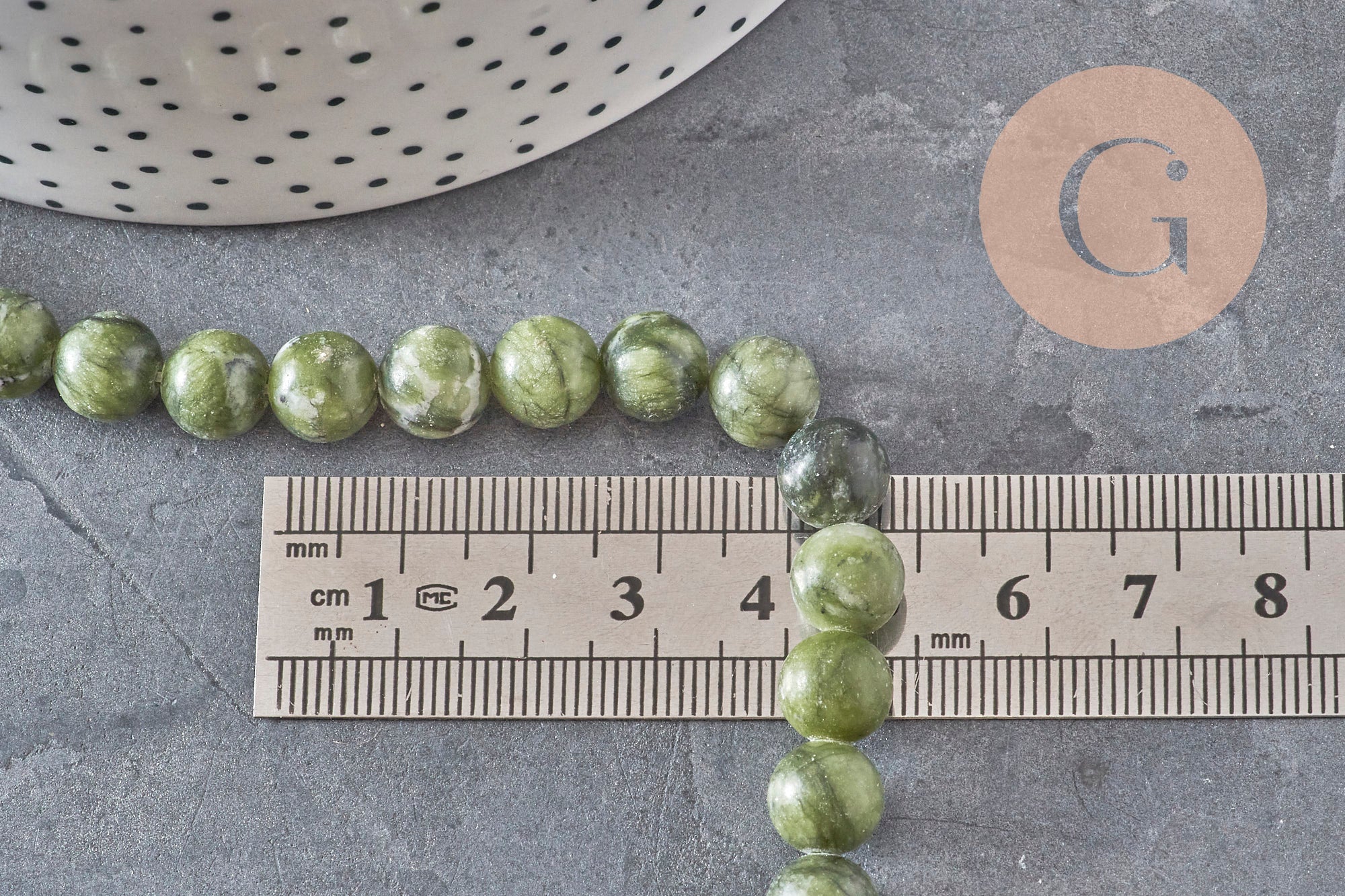 Gingerlily Perles pour bijoux DIY G11341 perle jade vert olive 8mm