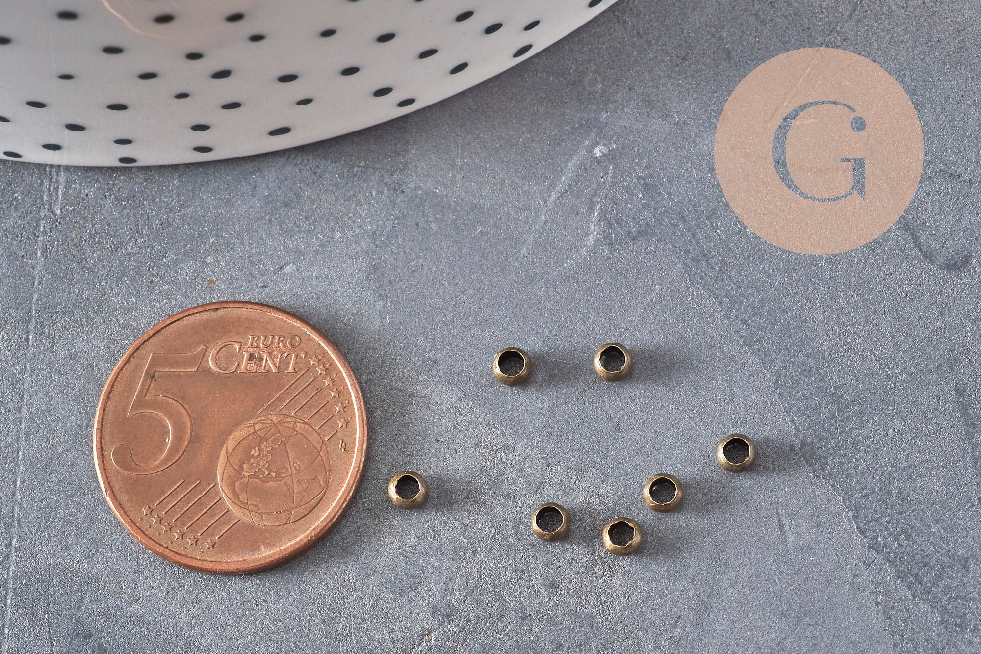 Gingerlily Perles à écraser laiton bronze 3x2 mm 2 grammes
