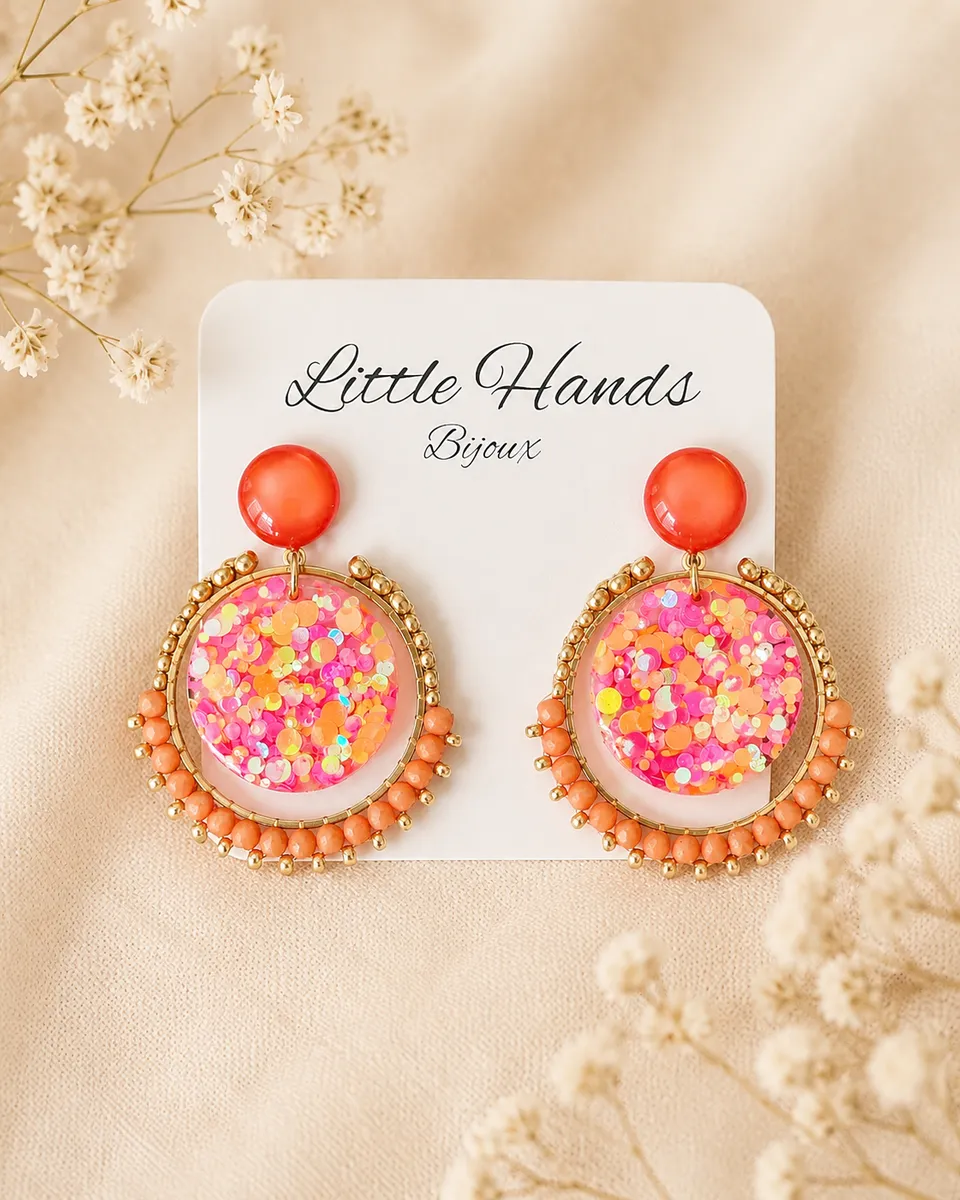 Little Hands Bijoux Bloom Sunset Glow boucles d’oreilles fleur orange