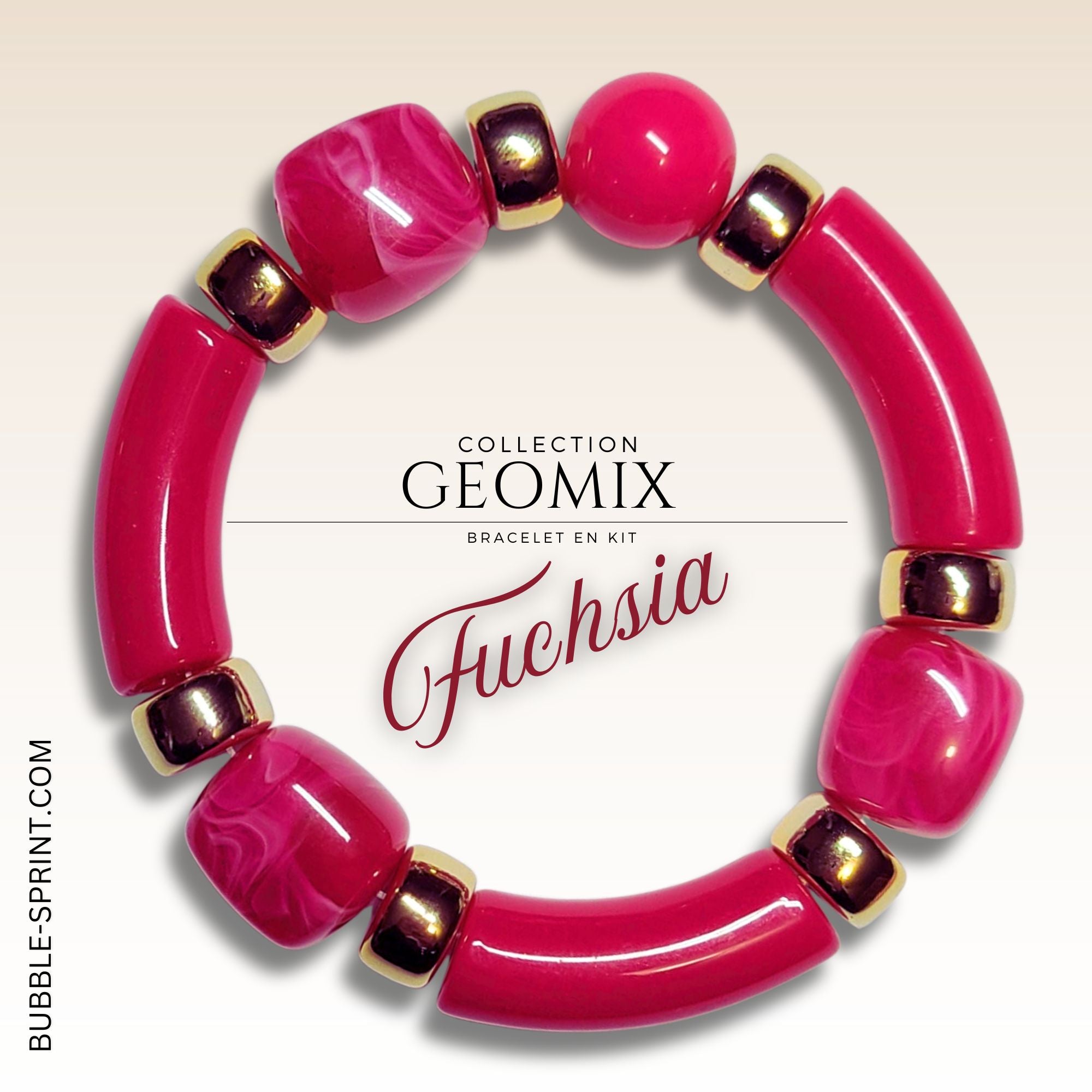 ARTSHOP GEOMIX Fuchsia kit bracelet complet perles géométriques