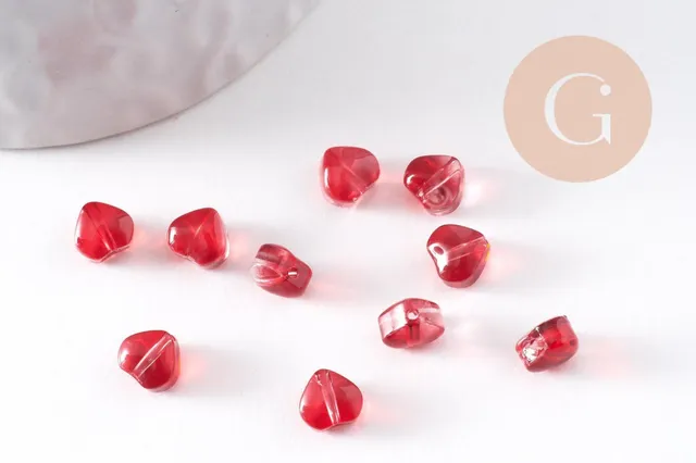 Gingerlily Coeur G10341 perles verre rouge 6mm x10
