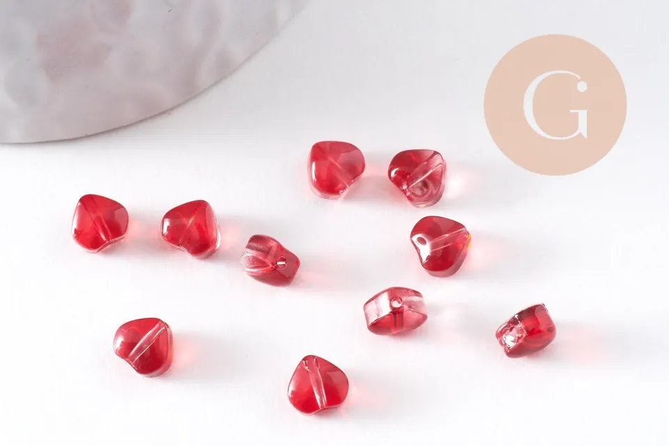 Gingerlily Coeur G10341 perles verre rouge 6mm x10