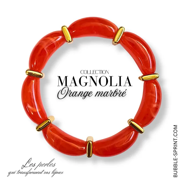ARTSHOP Magnolia Kit Bracelet Orange Marbré Élastique