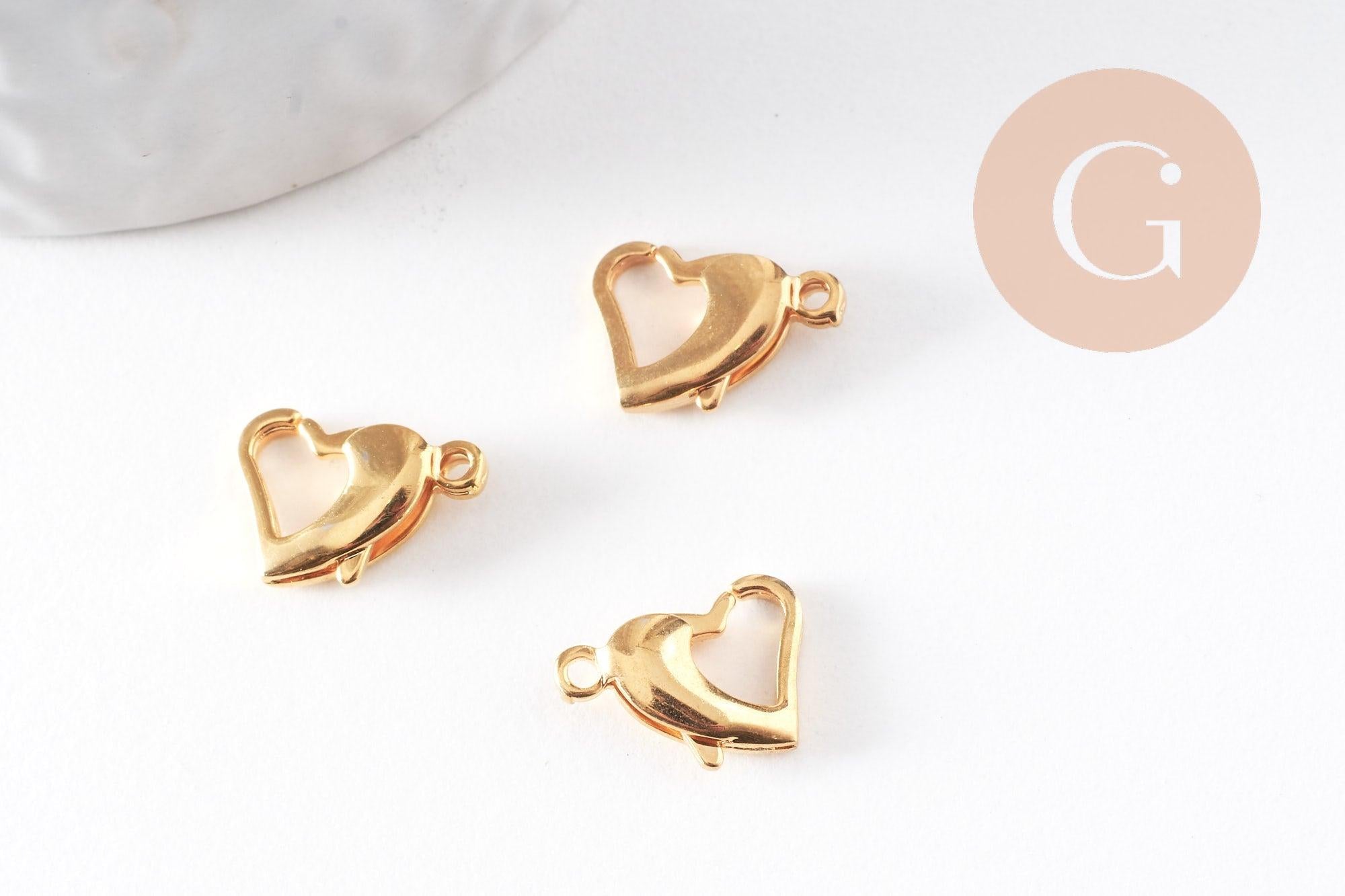 Gingerlily Apprêts fermoir mousqueton cœur doré 14mm x5 acier
