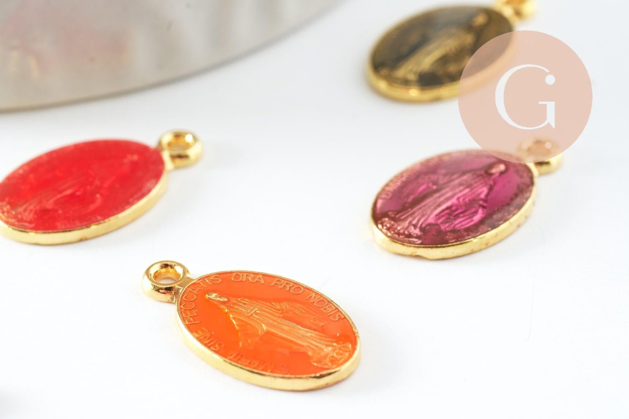 Gingerlily Médaille Vierge G8839-D pendentif émaillé 17,5mm