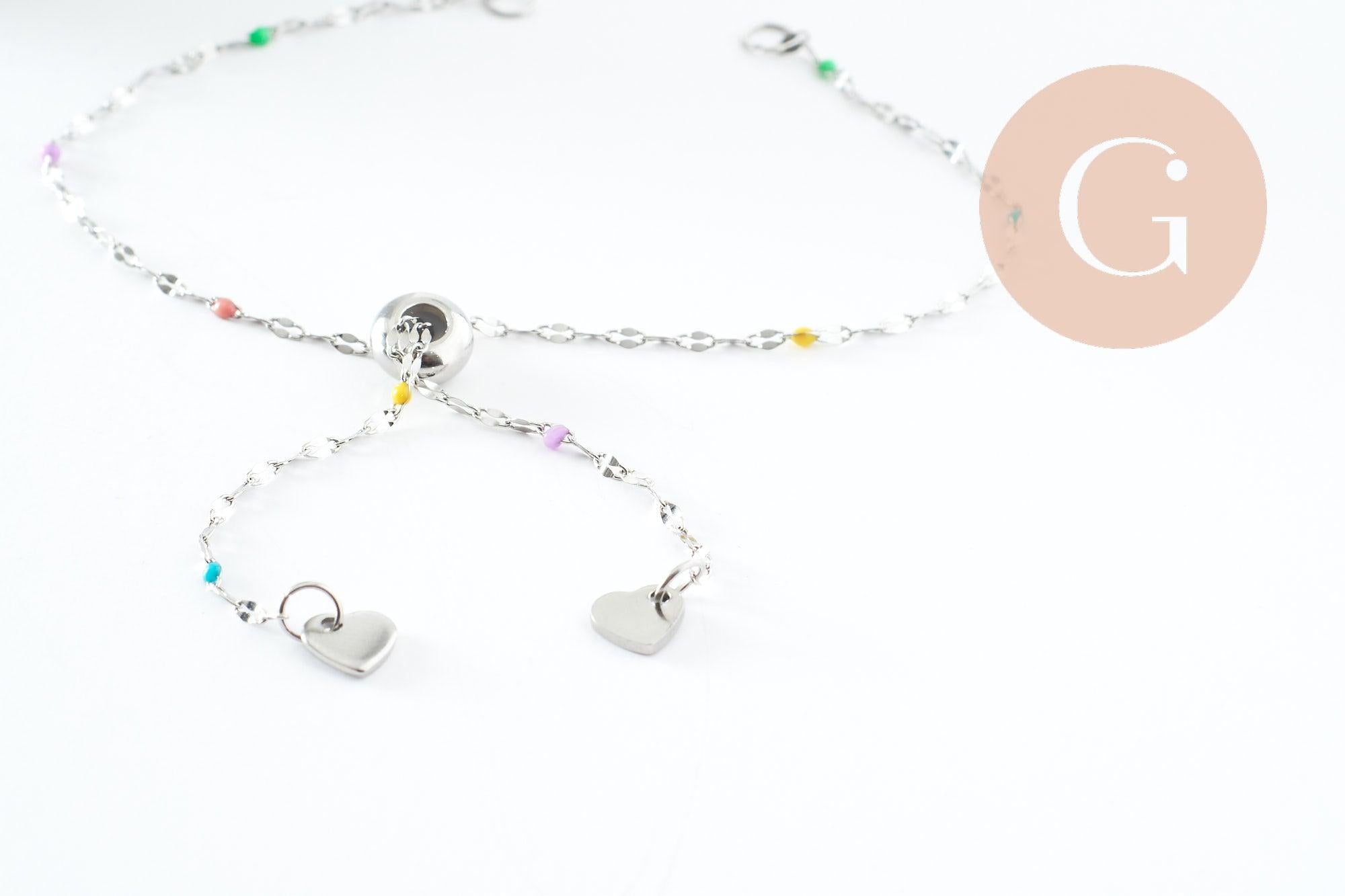 Gingerlily Apprêts base bracelet G9681 résine noire 23cm acier