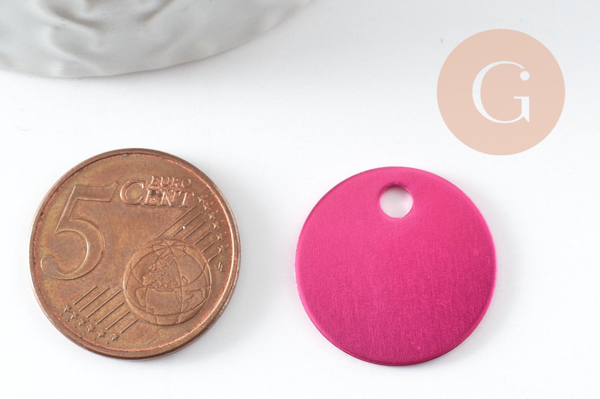 Gingerlily Pendentif rond G10186 aluminium fuchsia 20mm