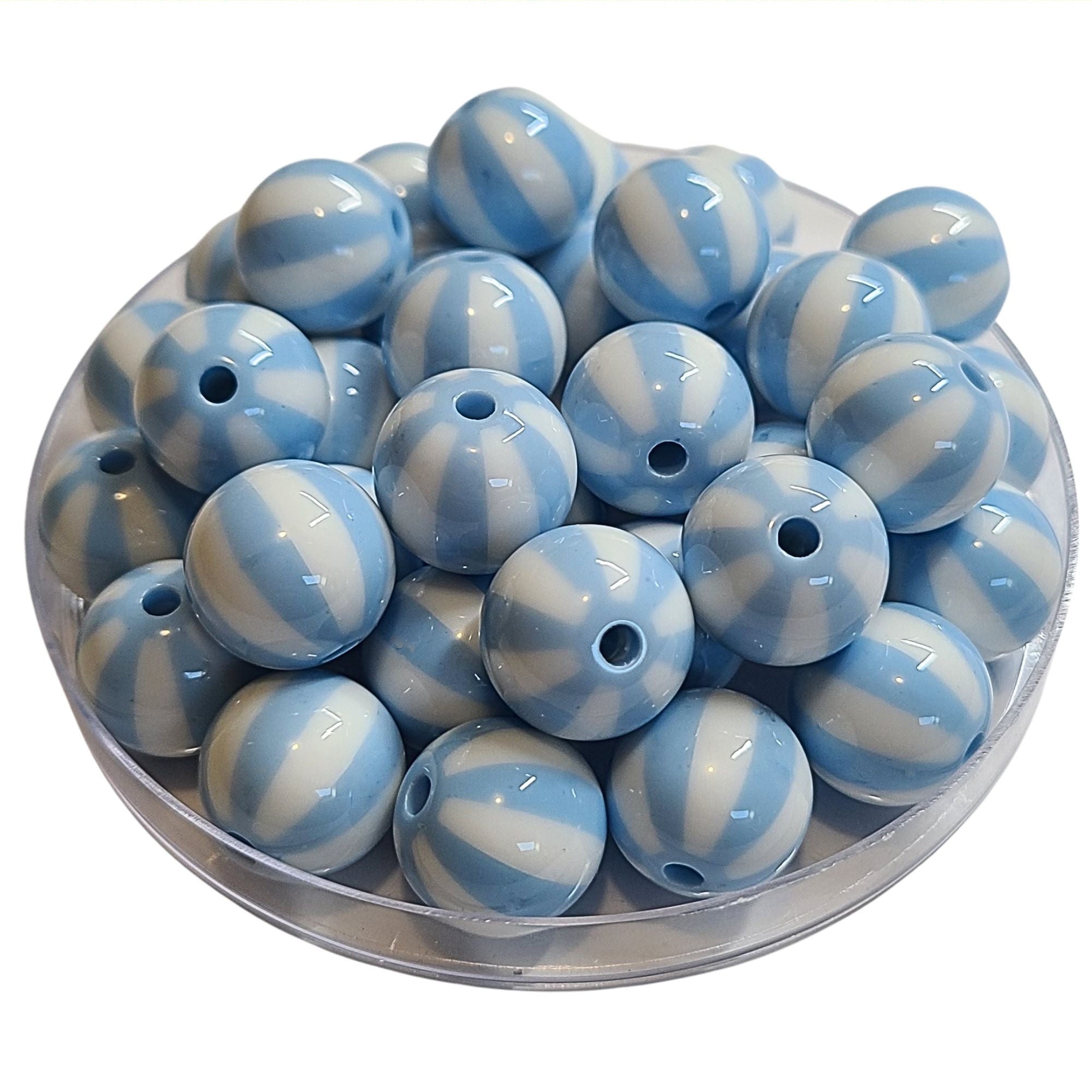 ARTSHOP Boules 16MM 215 Rayées Ciel perles acrylique x15