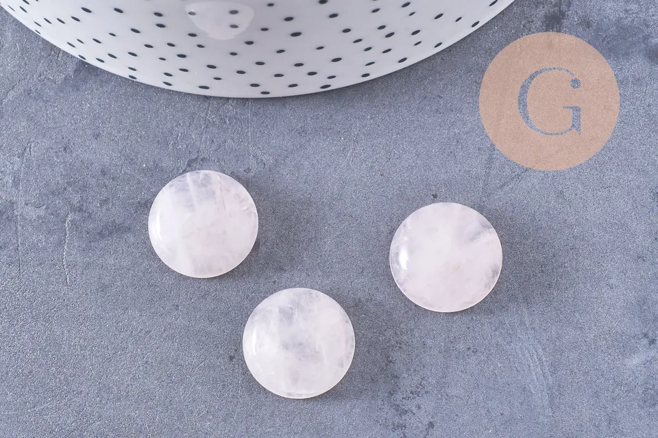 Gingerlily Cabochon Rond Quartz Rose Naturel 18 mm x1