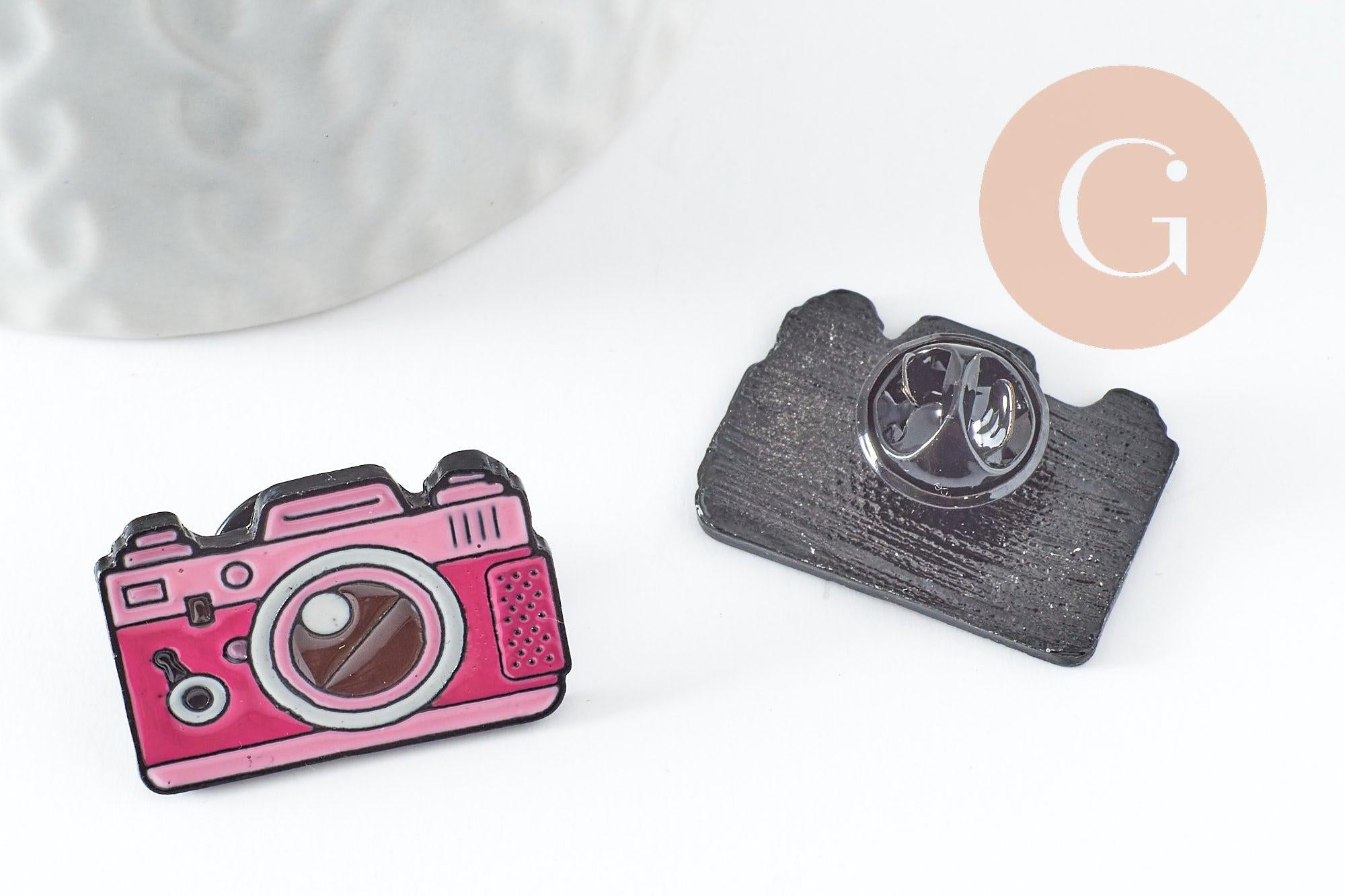 Gingerlily G9471 broche pin's appareil photo rose 24,5mm