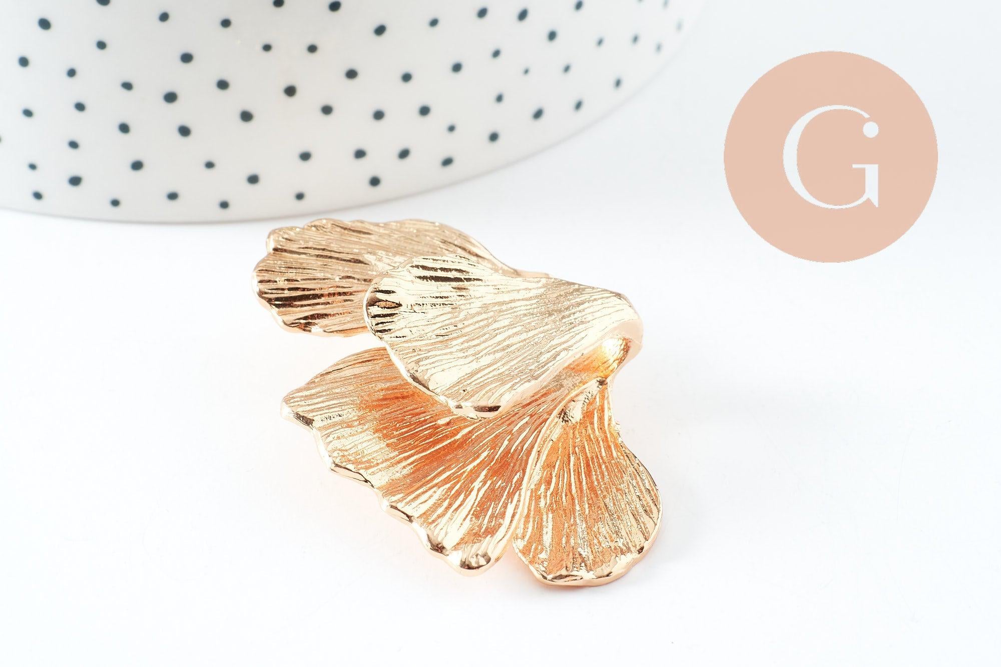 Gingerlily Boucles fleur Gingko XXL zamac doré la paire