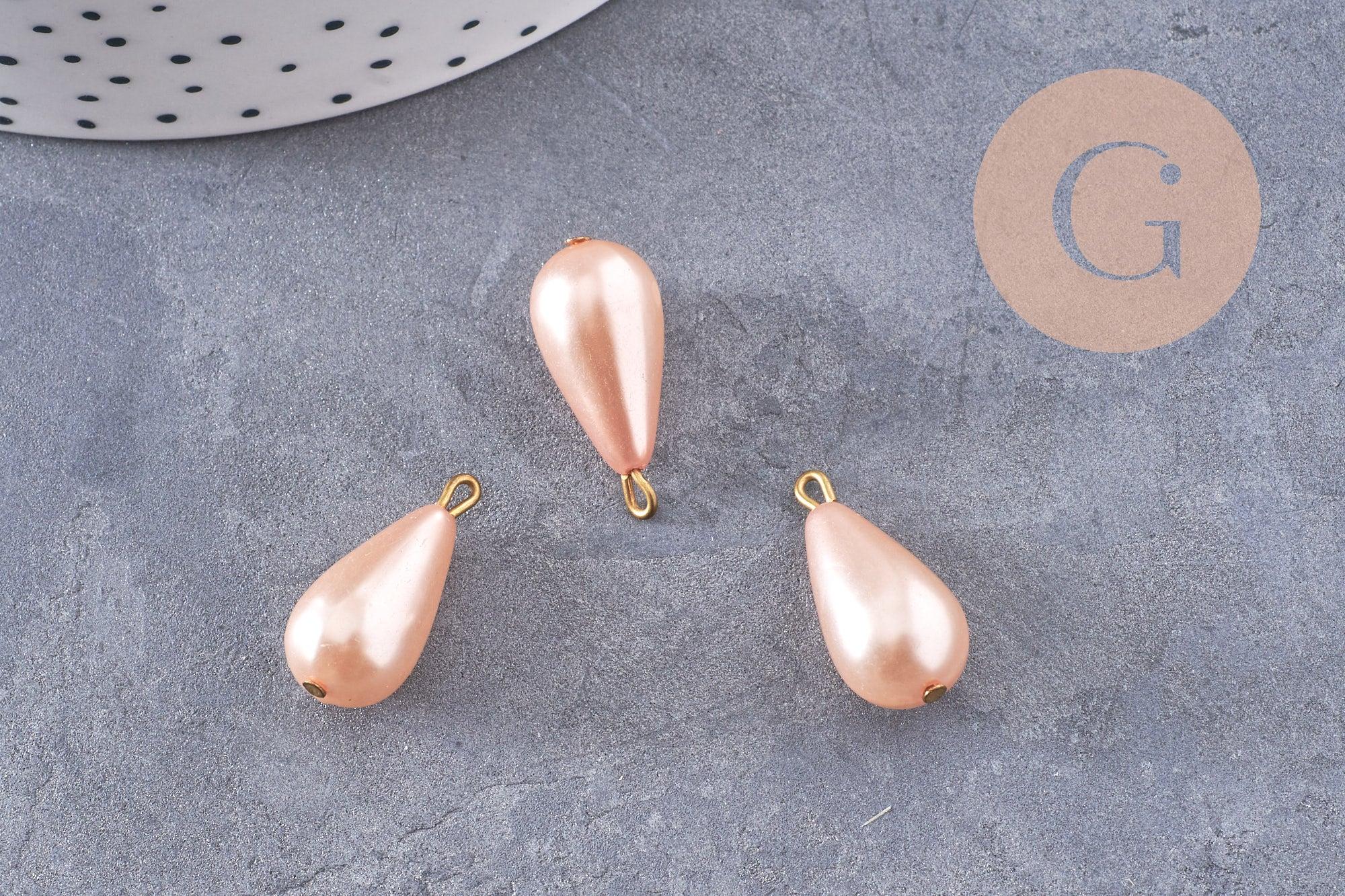 Gingerlily pendentif goutte imitation perle rose 21mm G10150