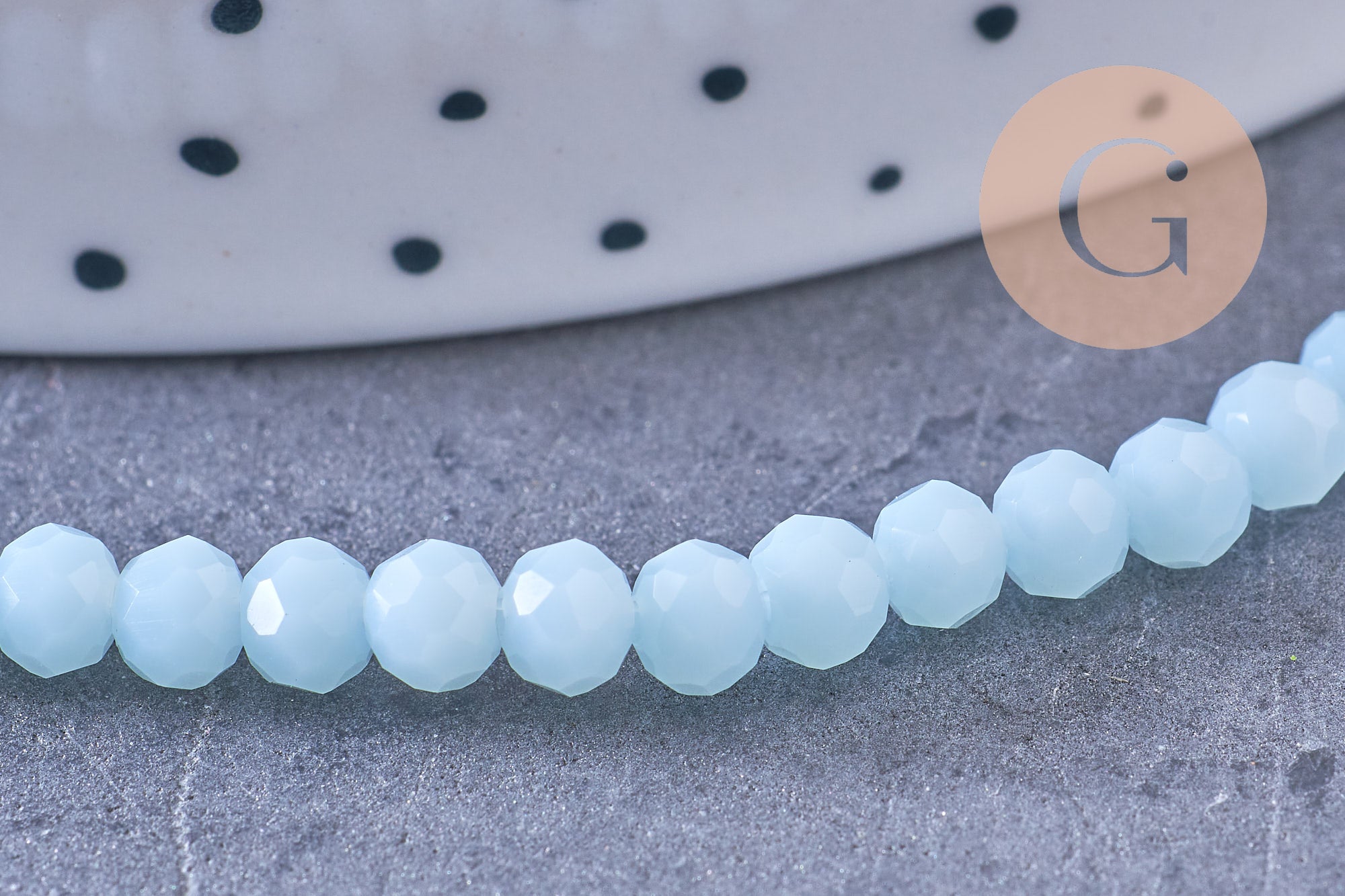 Gingerlily Perles rondelles cristal bleu ciel 4mm fil 41cm