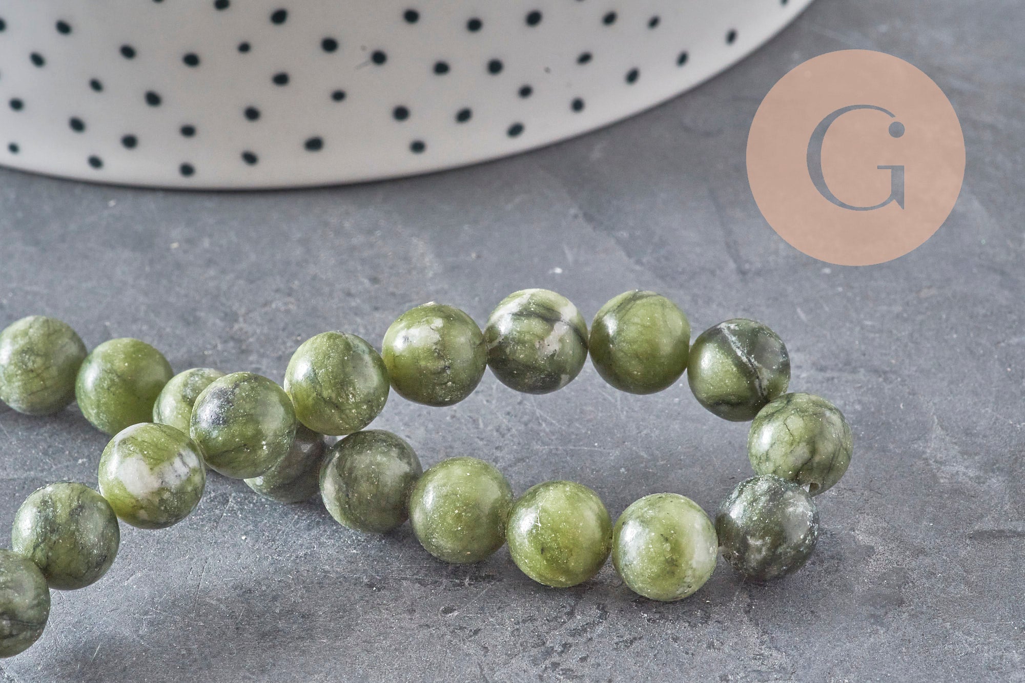 Gingerlily Perles pour bijoux DIY G11341 perle jade vert olive 8mm