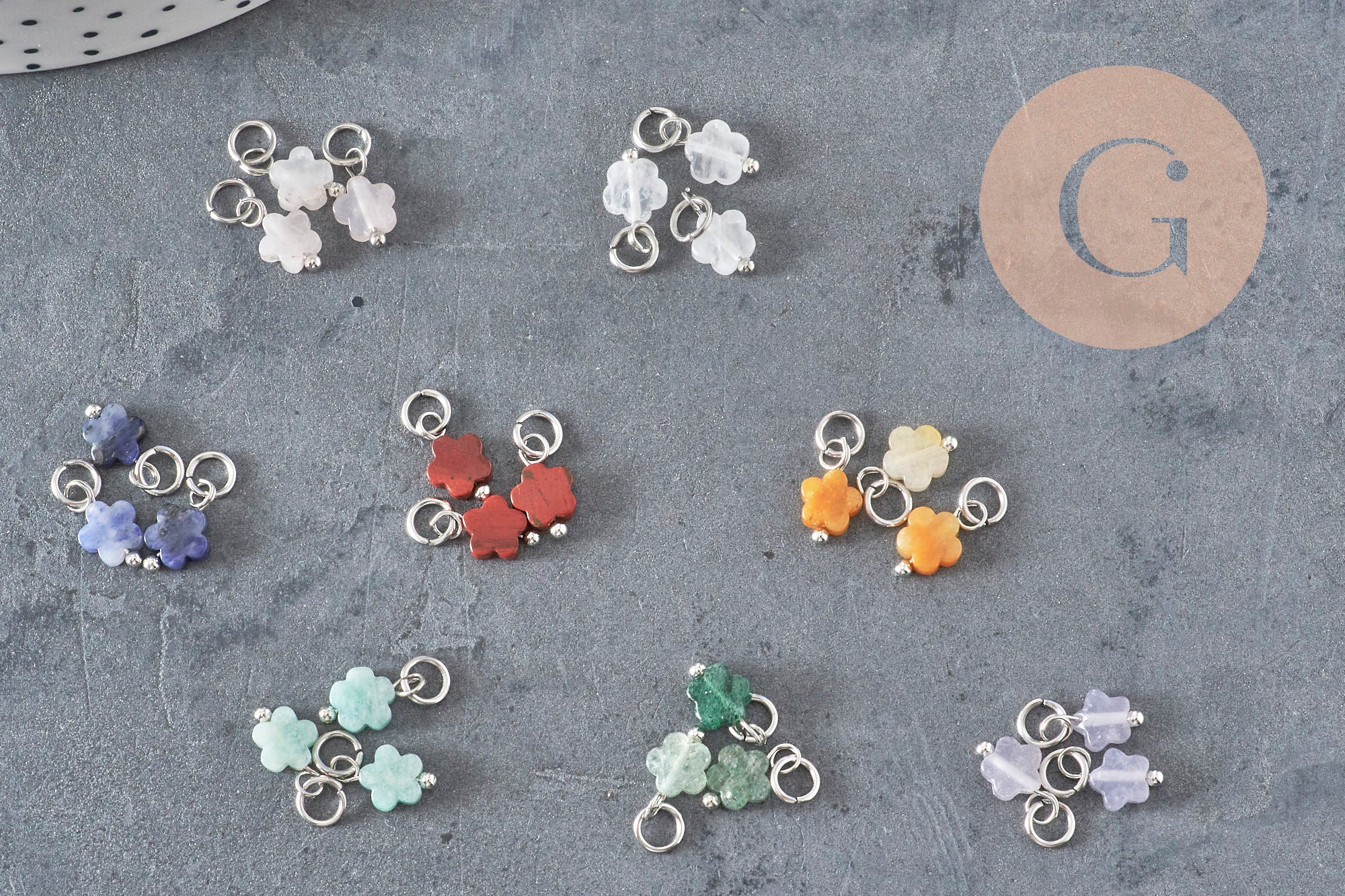 Gingerlily Pendentifs G11386 breloque fleur pierre naturelle 10,5mm x1