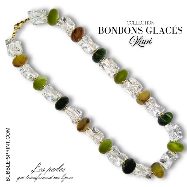 ARTSHOP Bonbons Glacés Collier Kiwi monté 51 cm acrylique