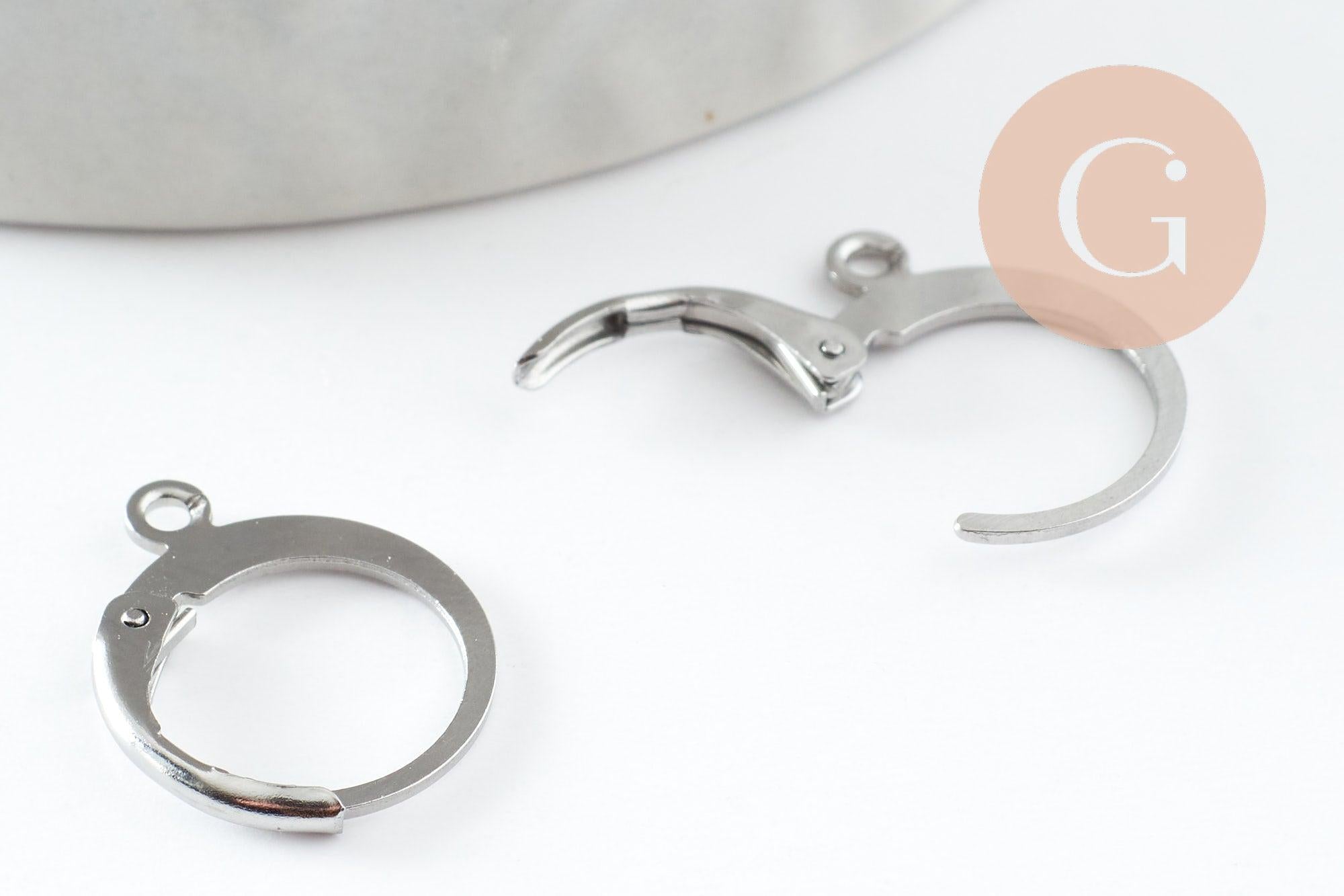 Gingerlily Supports dormeuses acier apprêts 14,5mm platine x10