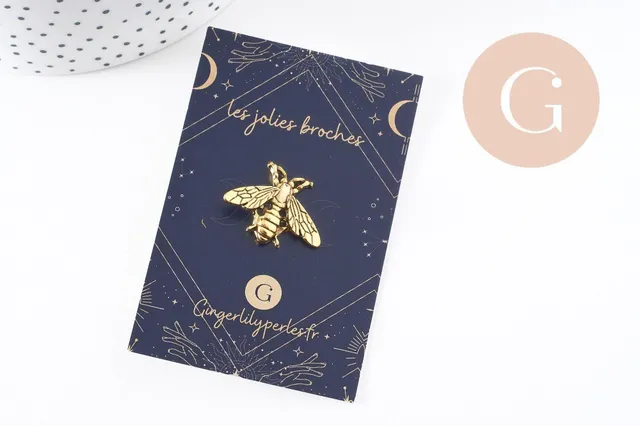 Gingerlily Broche abeille zamac doré vieilli 26mm x1
