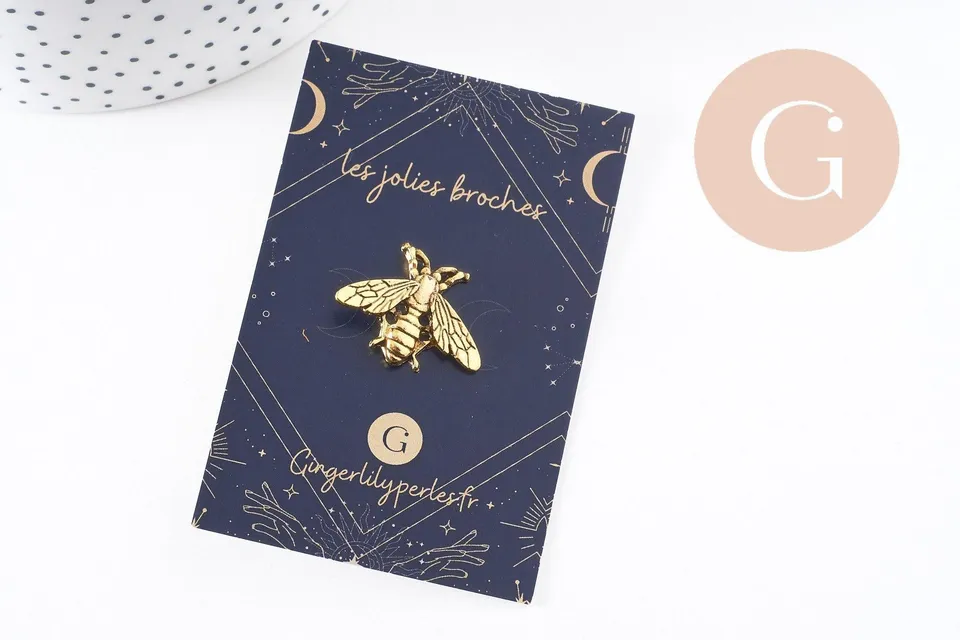 Gingerlily Broche abeille zamac doré vieilli 26mm x1