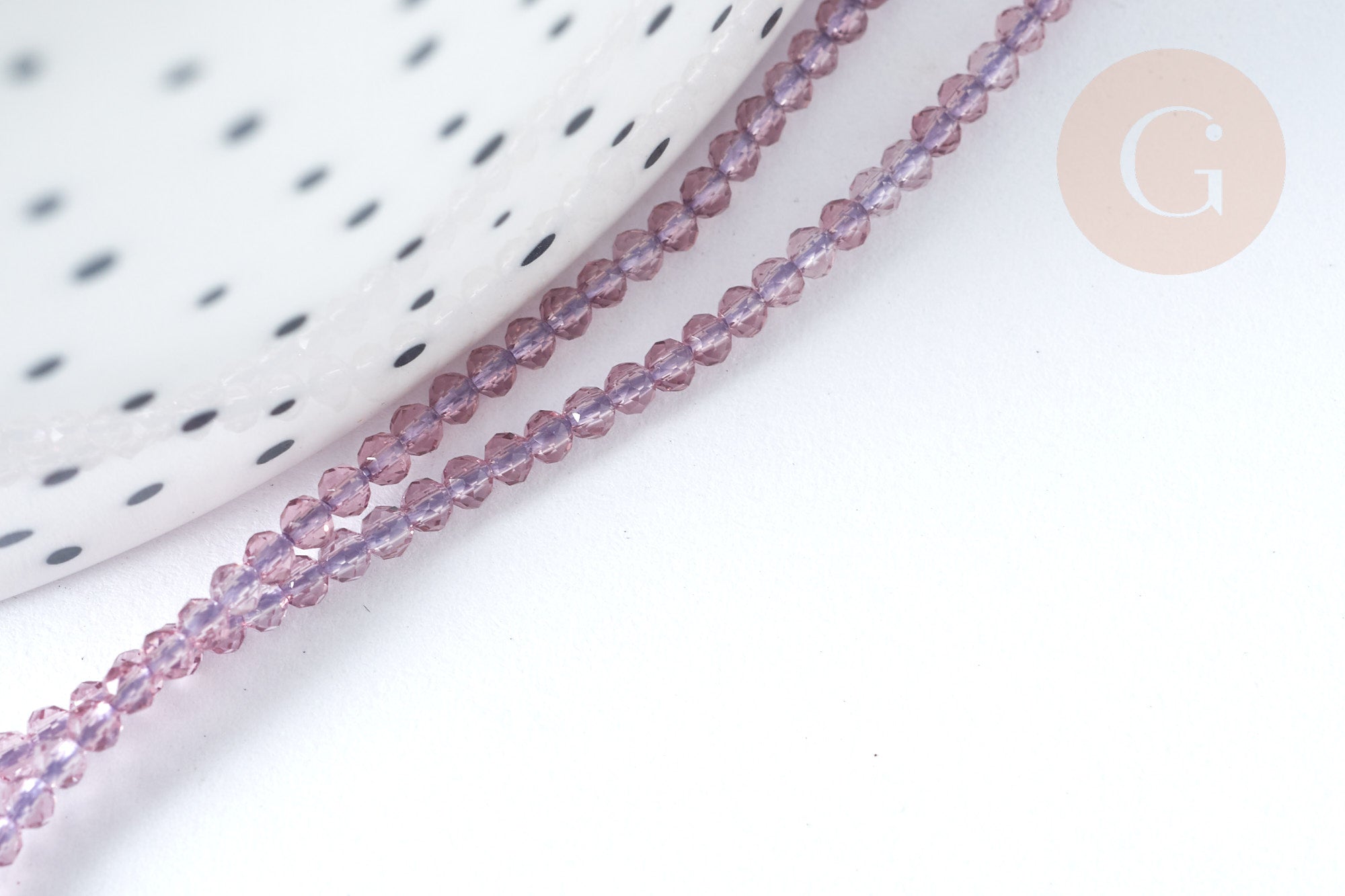 Gingerlily Perles verre facettées G7333 violet clair 2mm fil 37cm