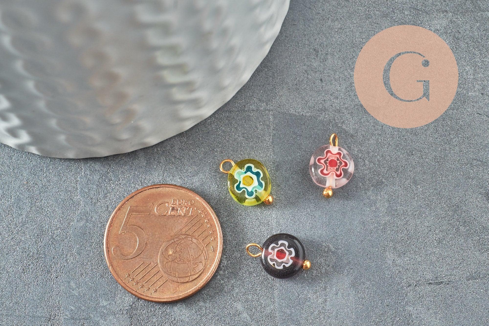 Gingerlily Pendentif DIY Œil Verre Doré 12mm x10 Multicolore