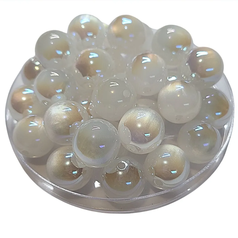 Artshop Boules 16MM perle blanc AB œil de chat