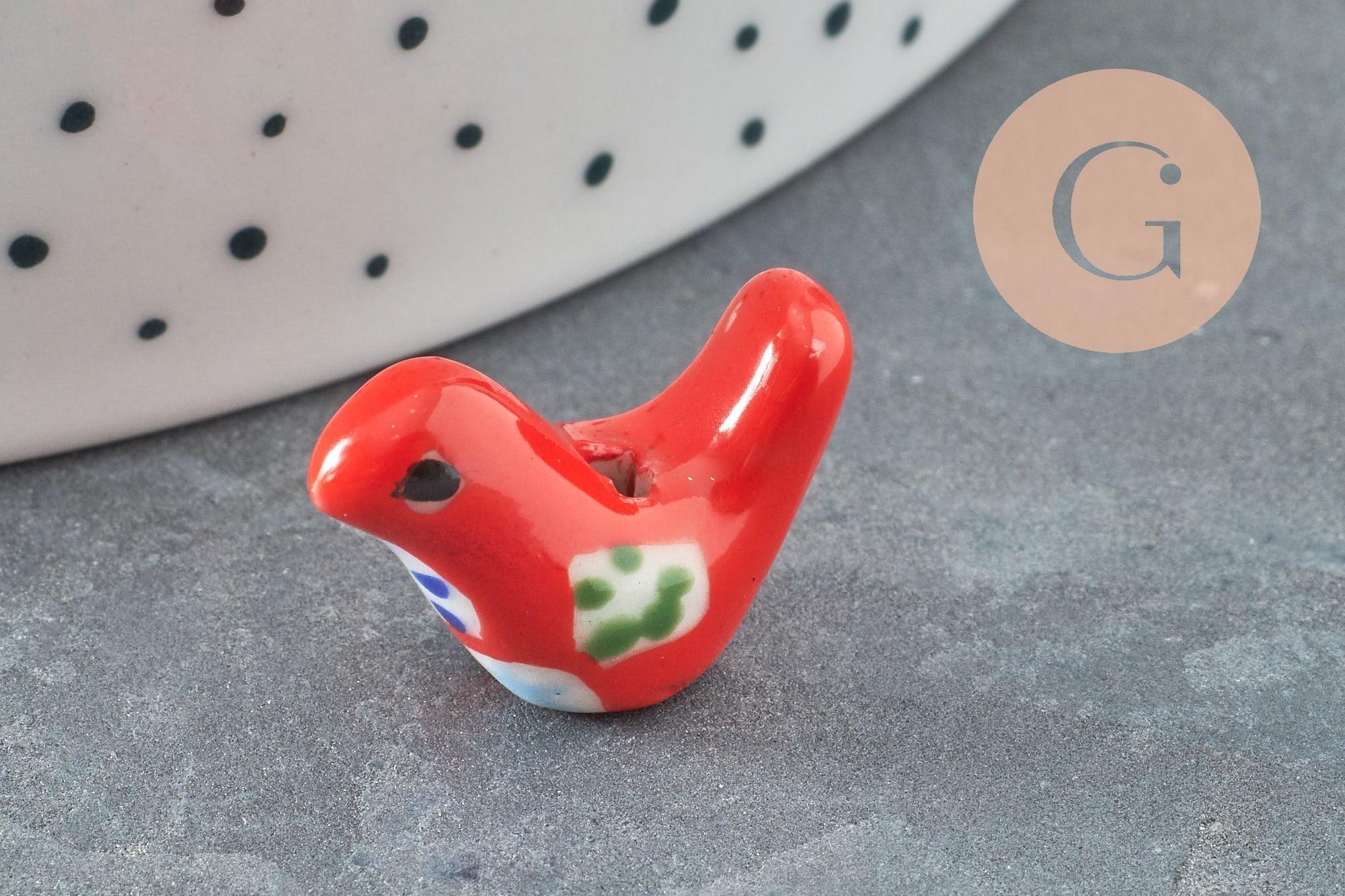 Gingerlily oiseau G9818 perle porcelaine 19mm x1