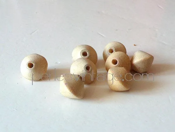 Gingerlily Perles Lot perles toupies bois brut x4