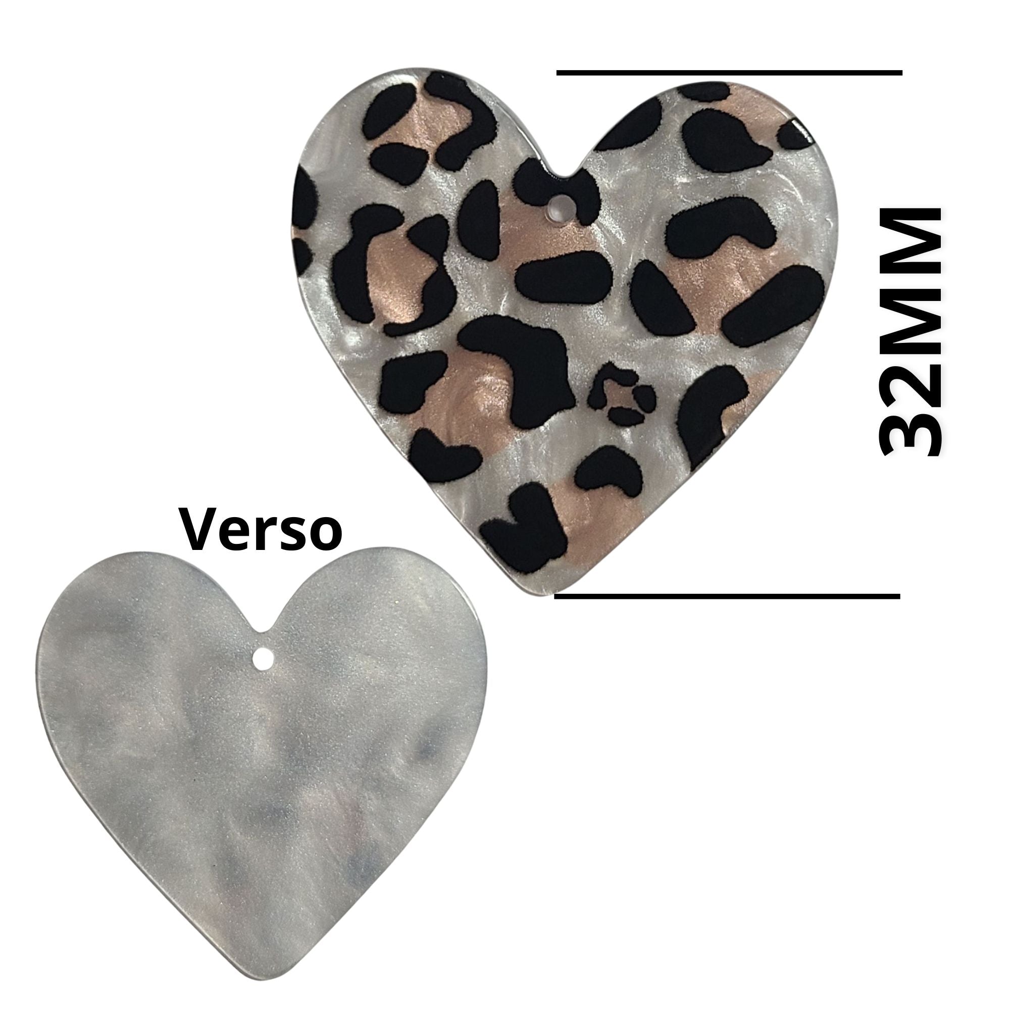 ARTSHOP Pendentifs cœur 34 mm Léopard brun nude x1