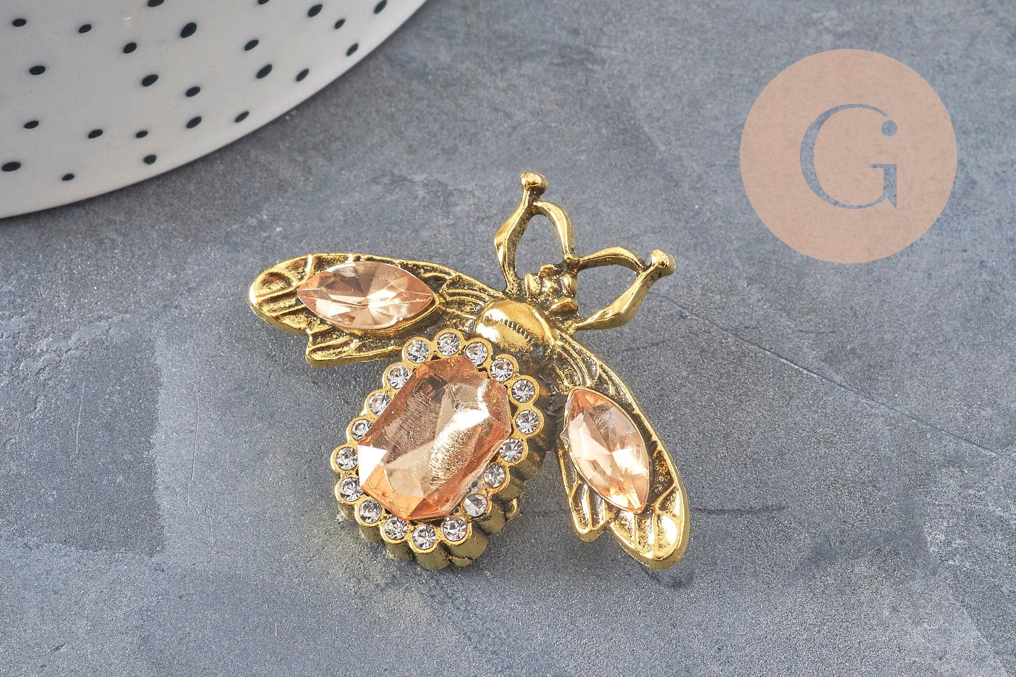 Gingerlily G11086 broche abeille doree cristal 47mm