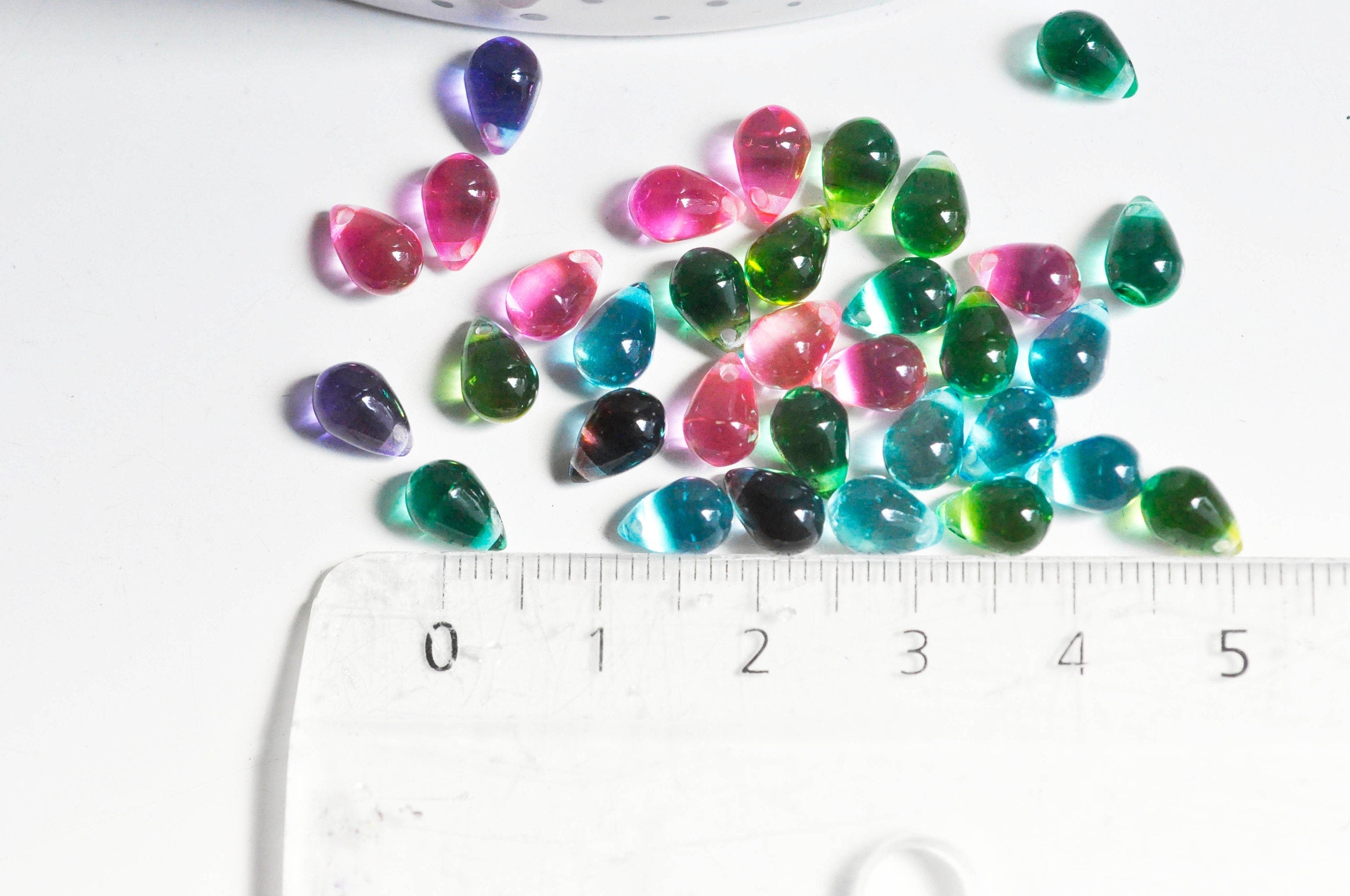 Gingerlily Perles perles cristal goutte multicolore 6-7mm x10