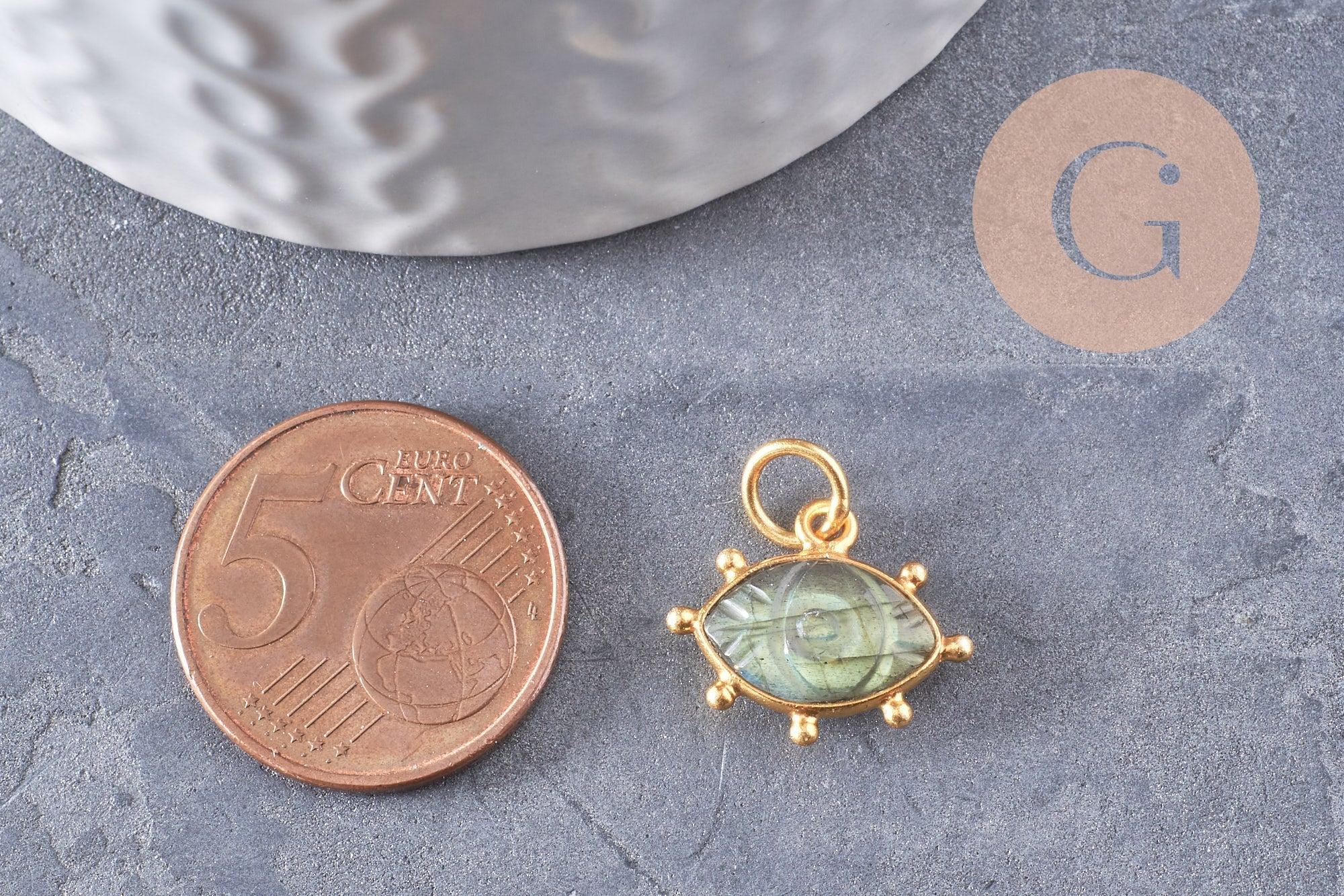 Gingerlily Oeil pendentif labradorite doré 15mm x1