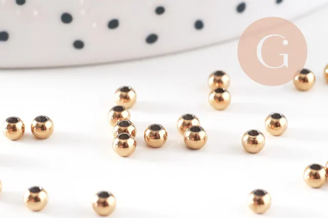 Gingerlily Perles intercalaires rondes acier doré 3 mm x50