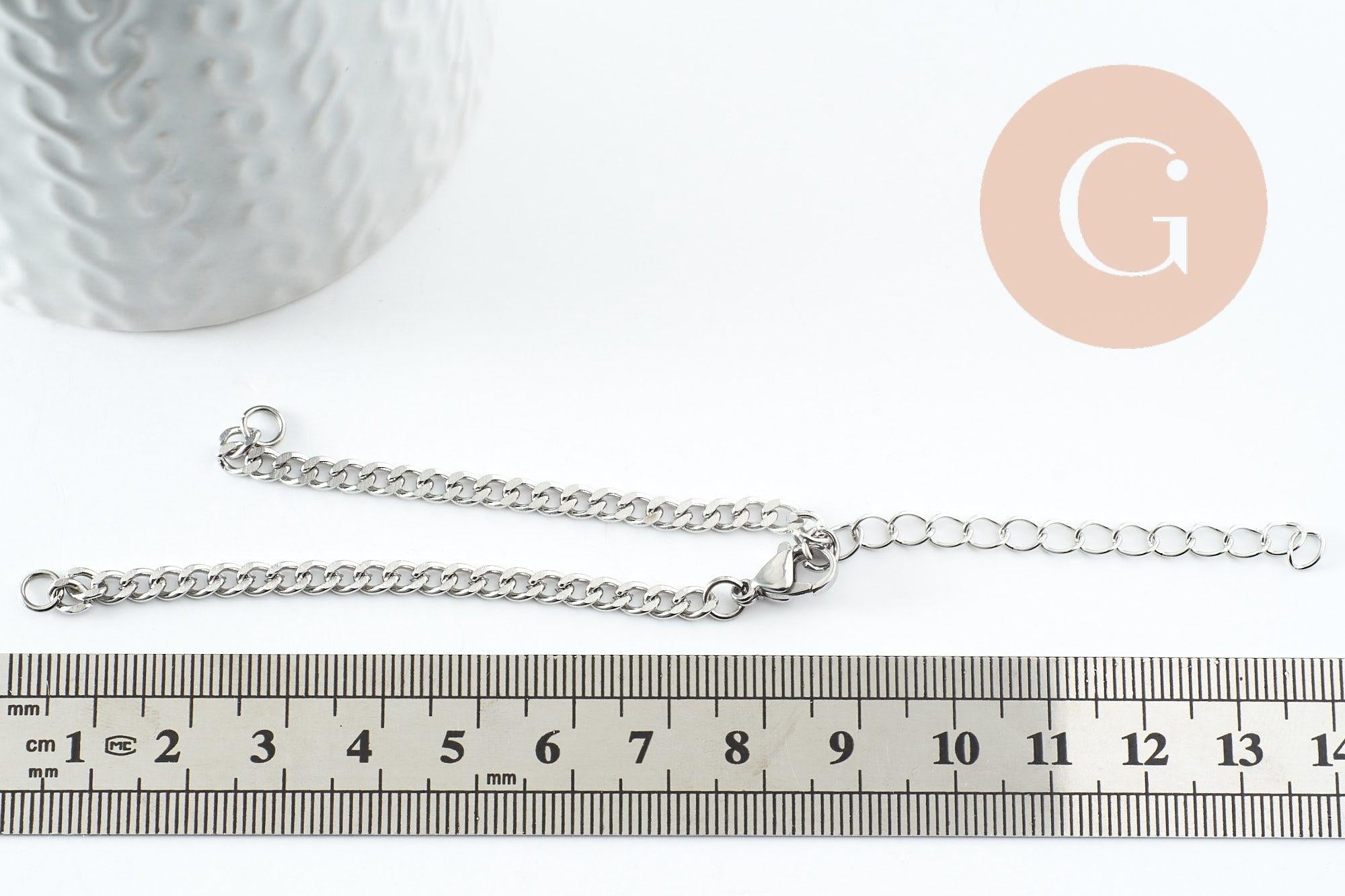 Gingerlily Base bracelet gourmette G9481 acier platine 16,3cm x1
