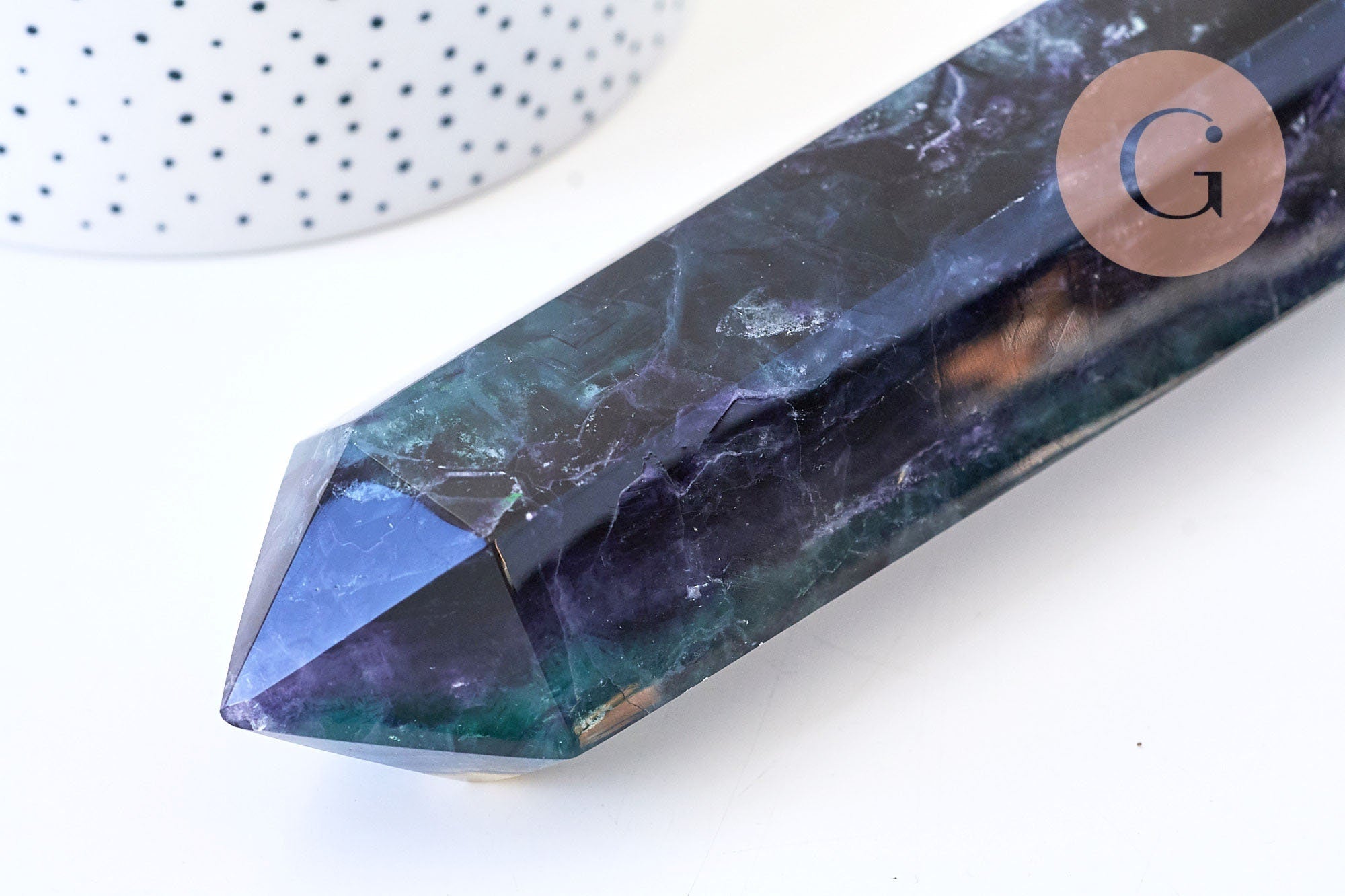 Gingerlily Pierres Pointe fluorite G5767 naturelle 16,5cm pièce