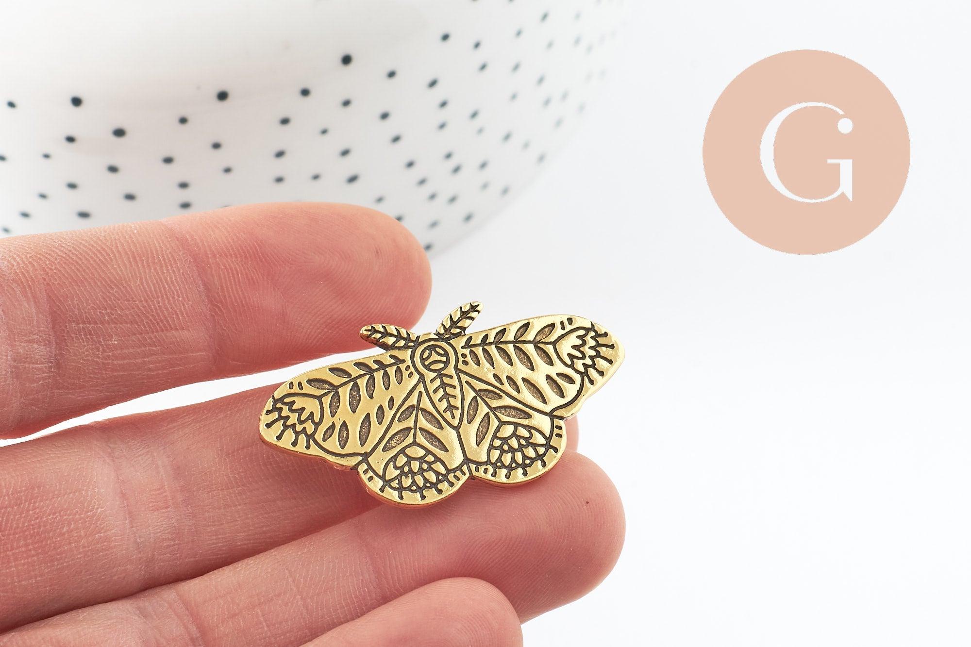 Gingerlily Broches papillon G9787 broche acier doré 41mm