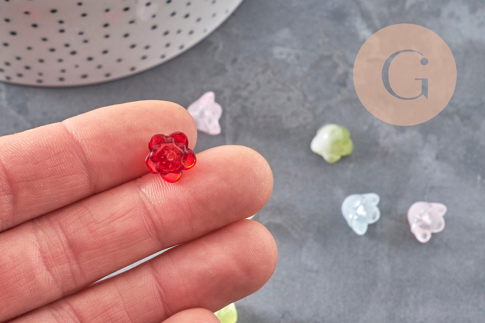 Gingerlily Perles fleur rose G11041 perles verre multicolore x10