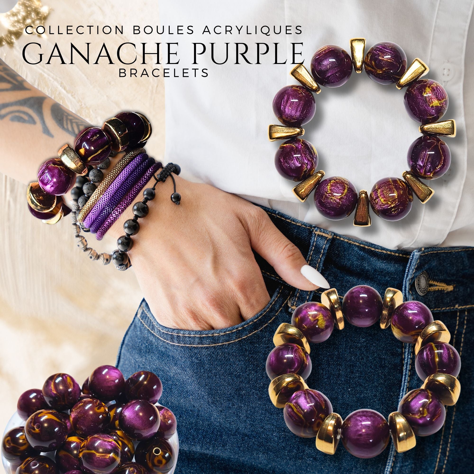 ARTSHOP Boules 20 mm boule acrylique Ganache Purple x10