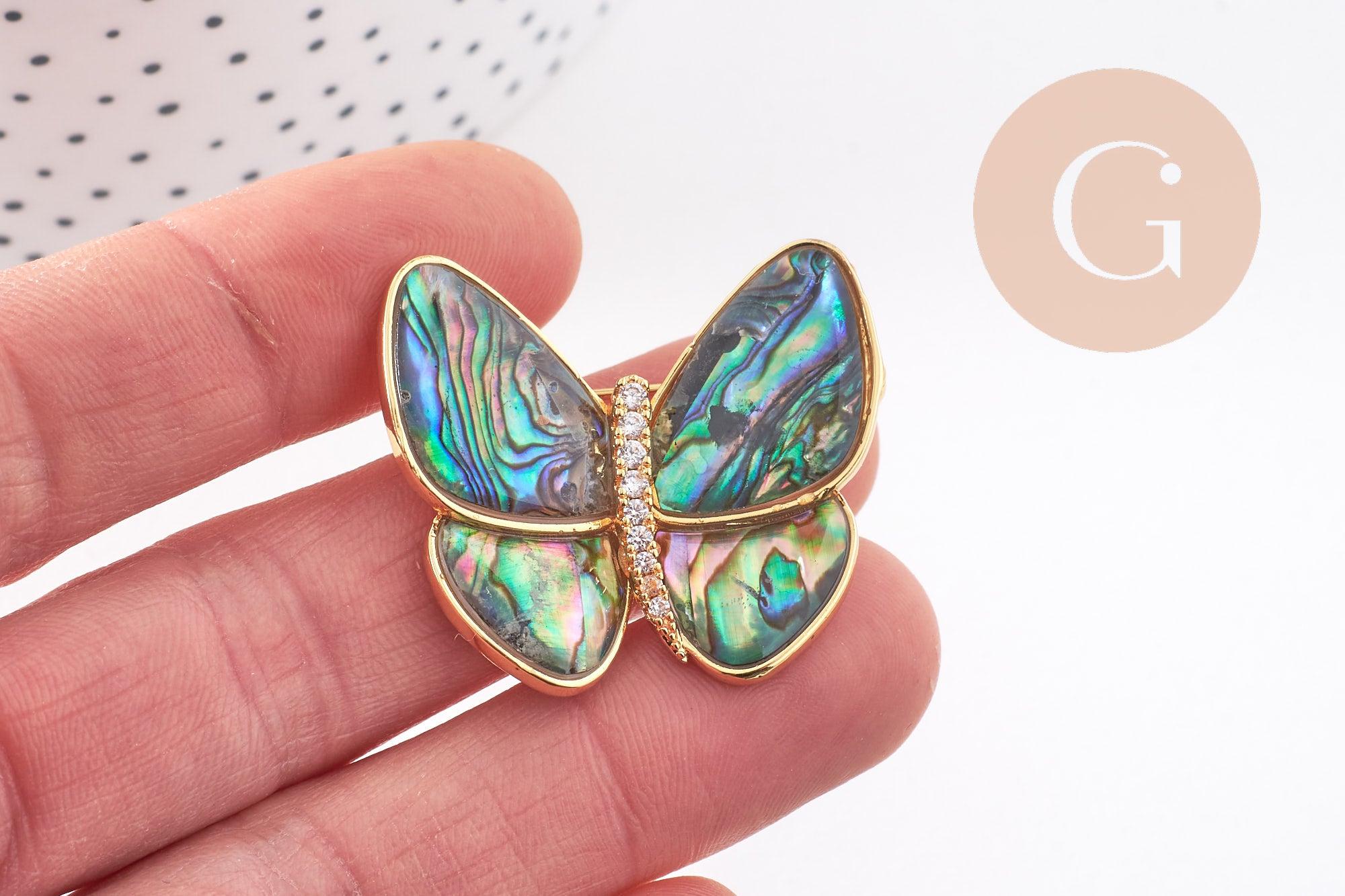 Gingerlily Broches et pin's papillon broche nacre noire 36 mm x1