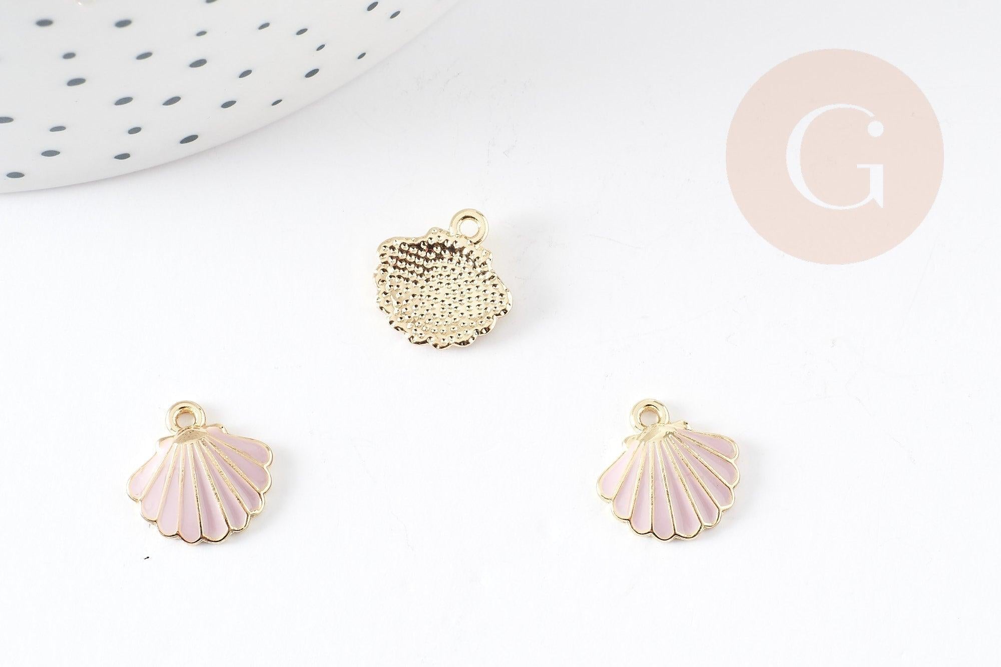 Gingerlily pendentif coquillage G4363 doré rose 13mm x1