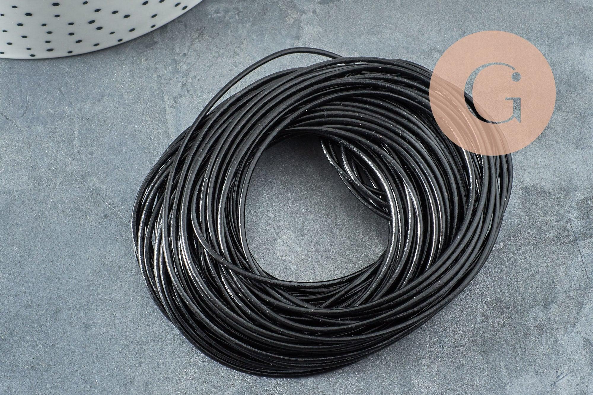 Gingerlily G9802 cordon cuir naturel noir 2 mm 1 mètre