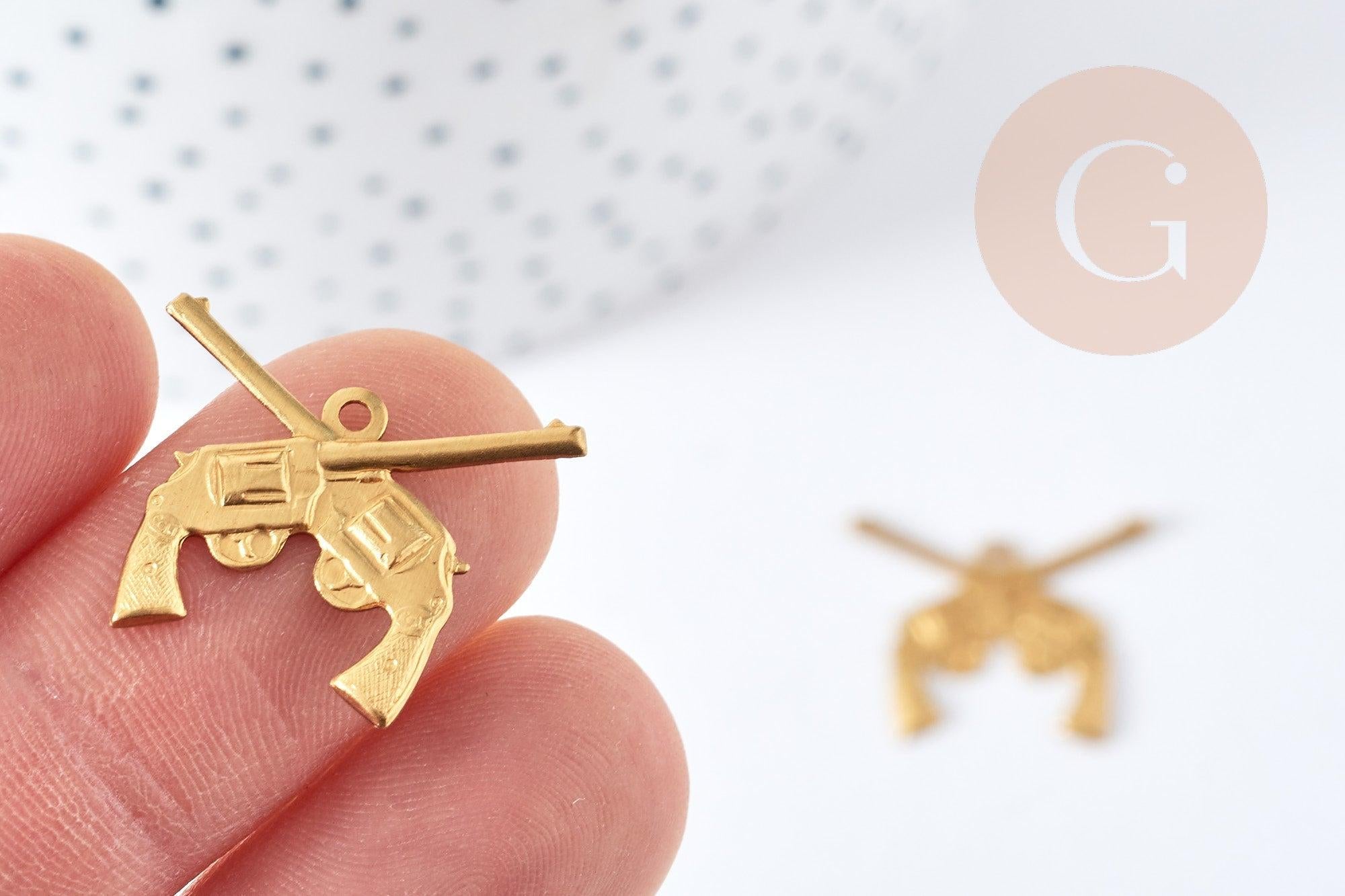 Gingerlily Pendentifs pistolets G8199 breloque laiton brut x2 cowboy