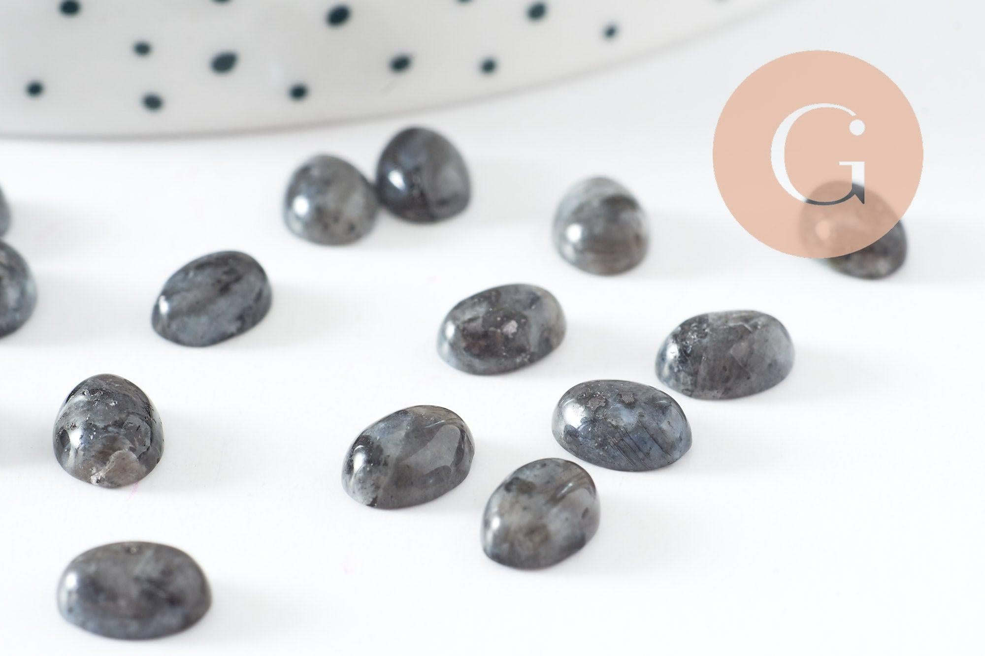 Gingerlily cabochon ovale larvikite grise 8x6mm x1