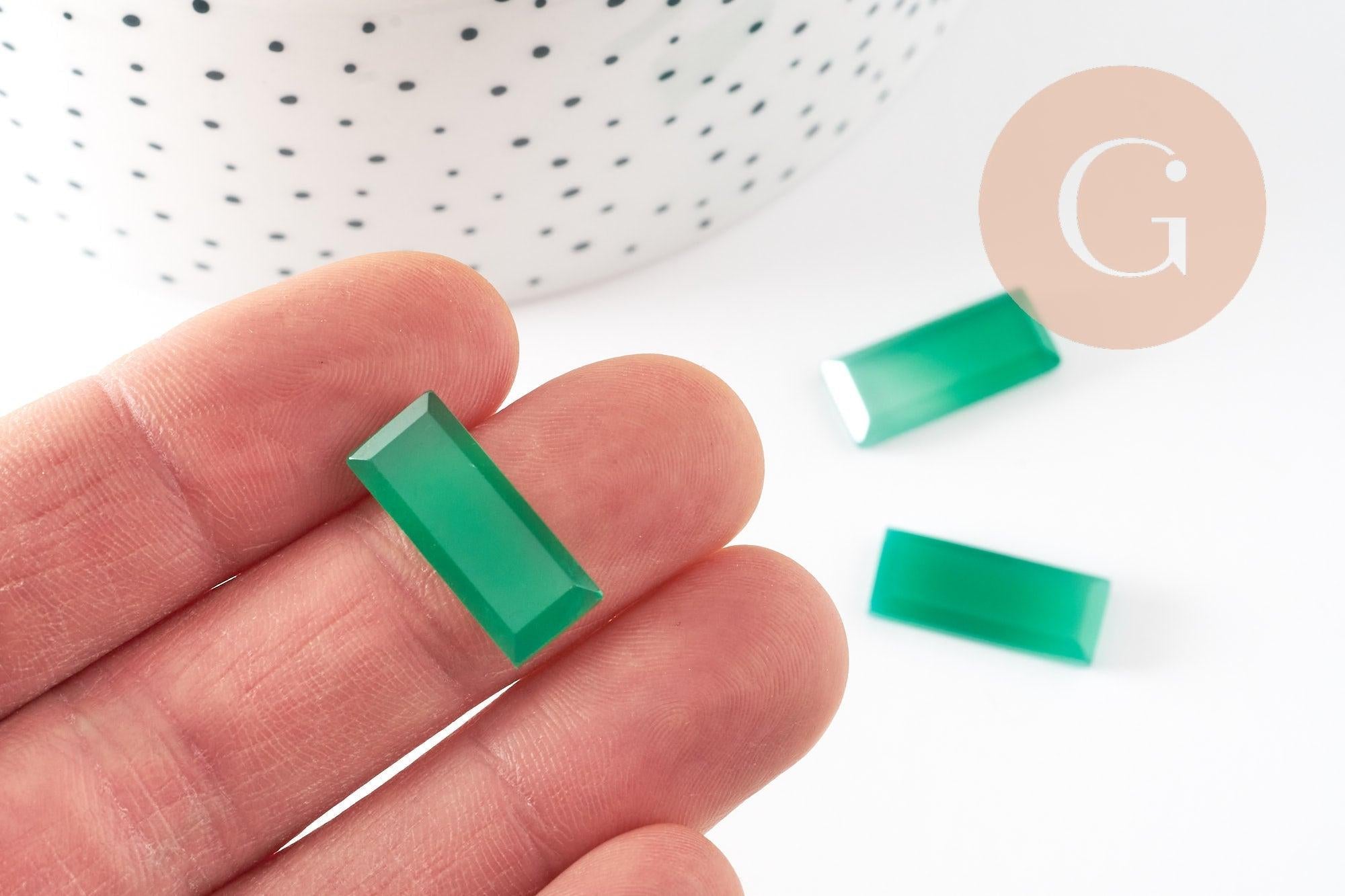Gingerlily Cabochon rectangle onyx verte facetté 20x8 mm