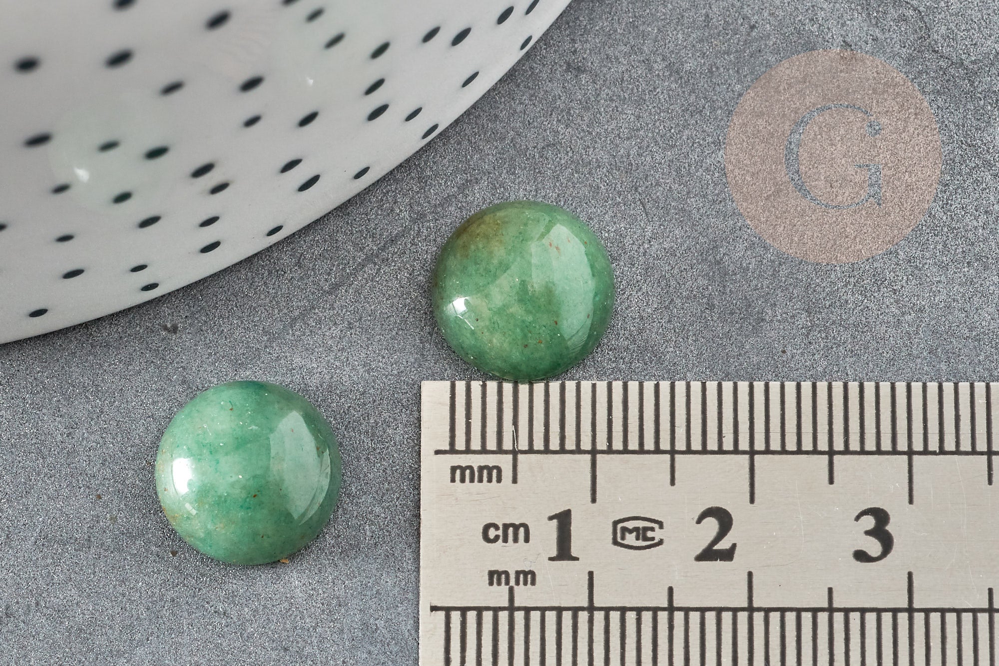 Gingerlily Cabochon rond aventurine verte naturelle 12mm x1